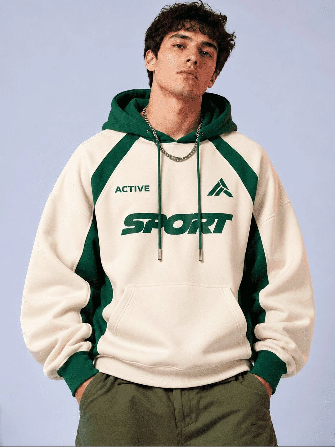 Mast & Harbour Men Colourblocked Hooded Sweatshirt