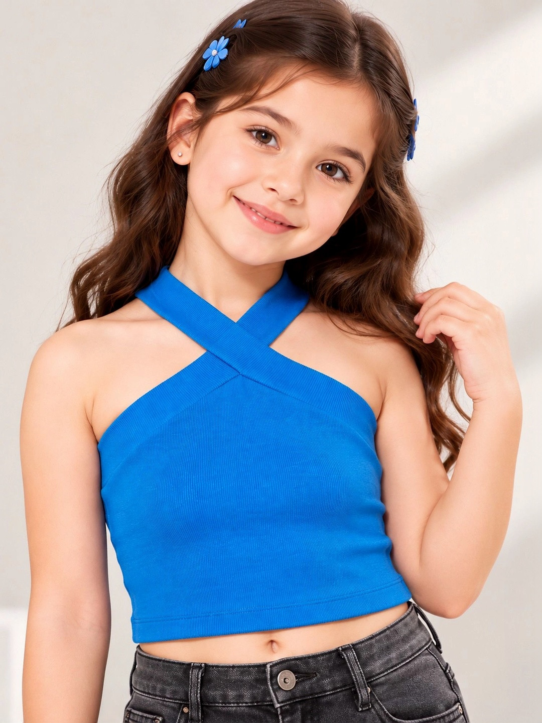 SPUNKIES Girls Halter Neck Cotton Tank Crop Top