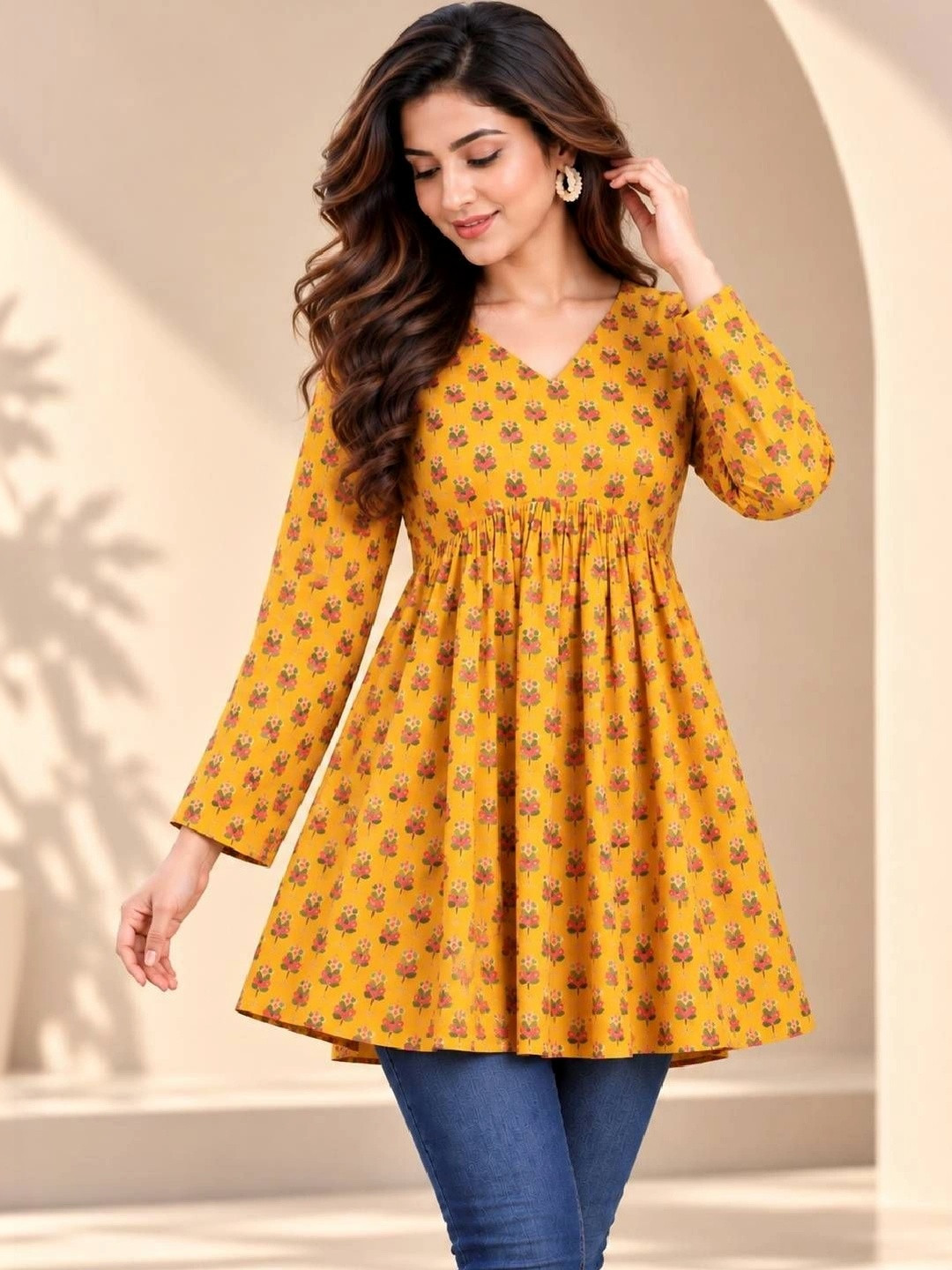 MEWEAR Floral Print Cotton Top