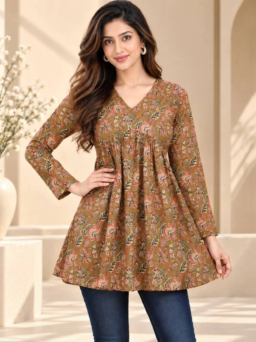 MEWEAR Floral Print Cotton Top