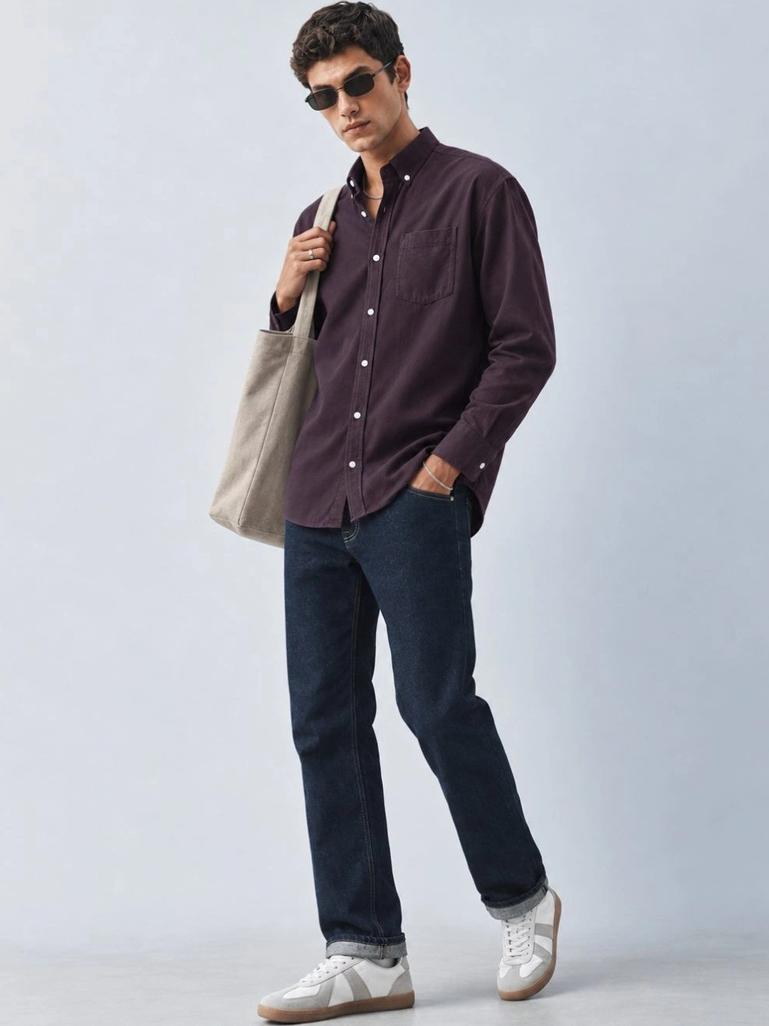 Vestirio Men Classic Button-Down Collar Solid Cotton Regular Fit Casual Shirt