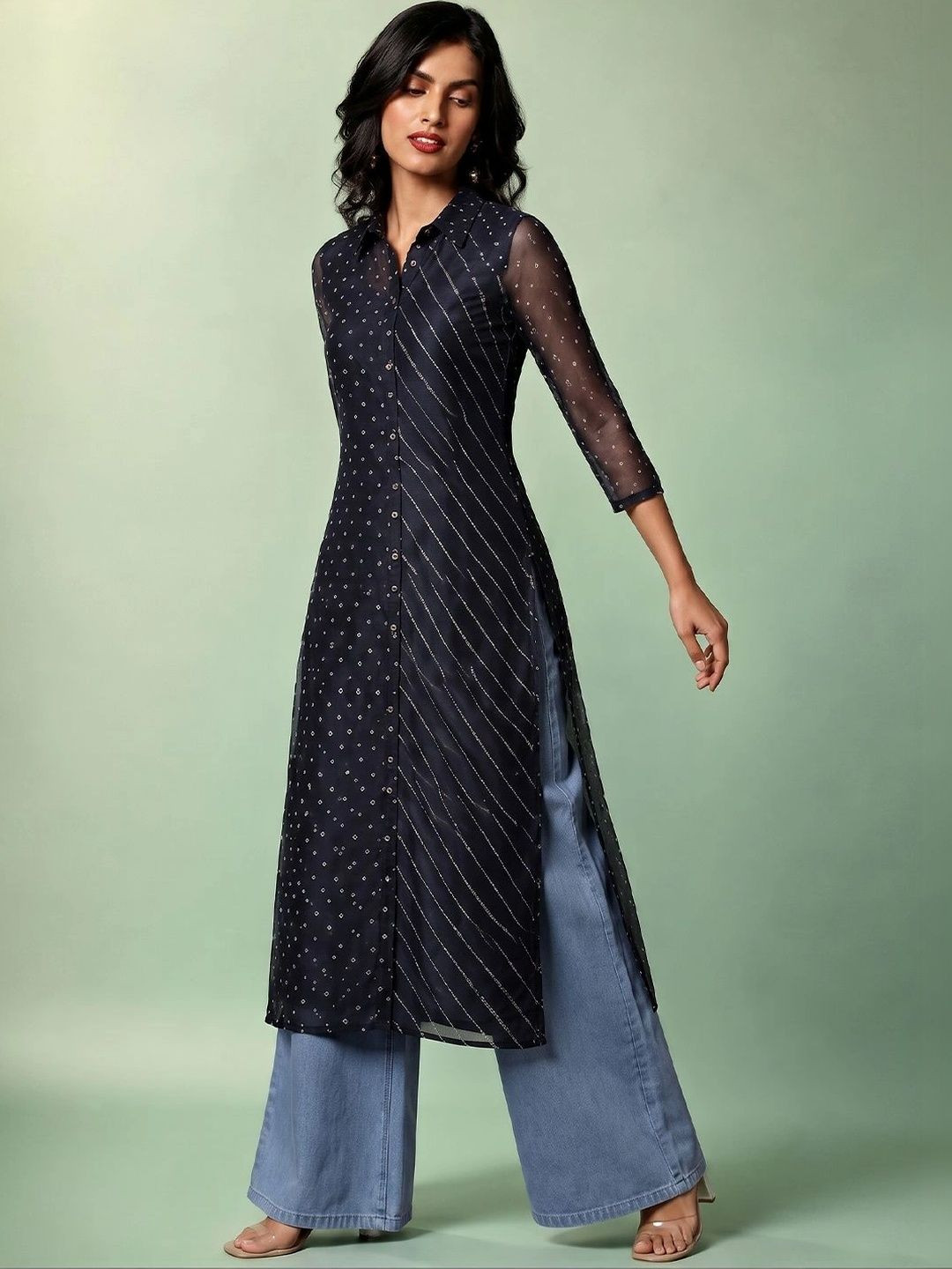 AADVIKA Women Front-Open Shirt Kurta
