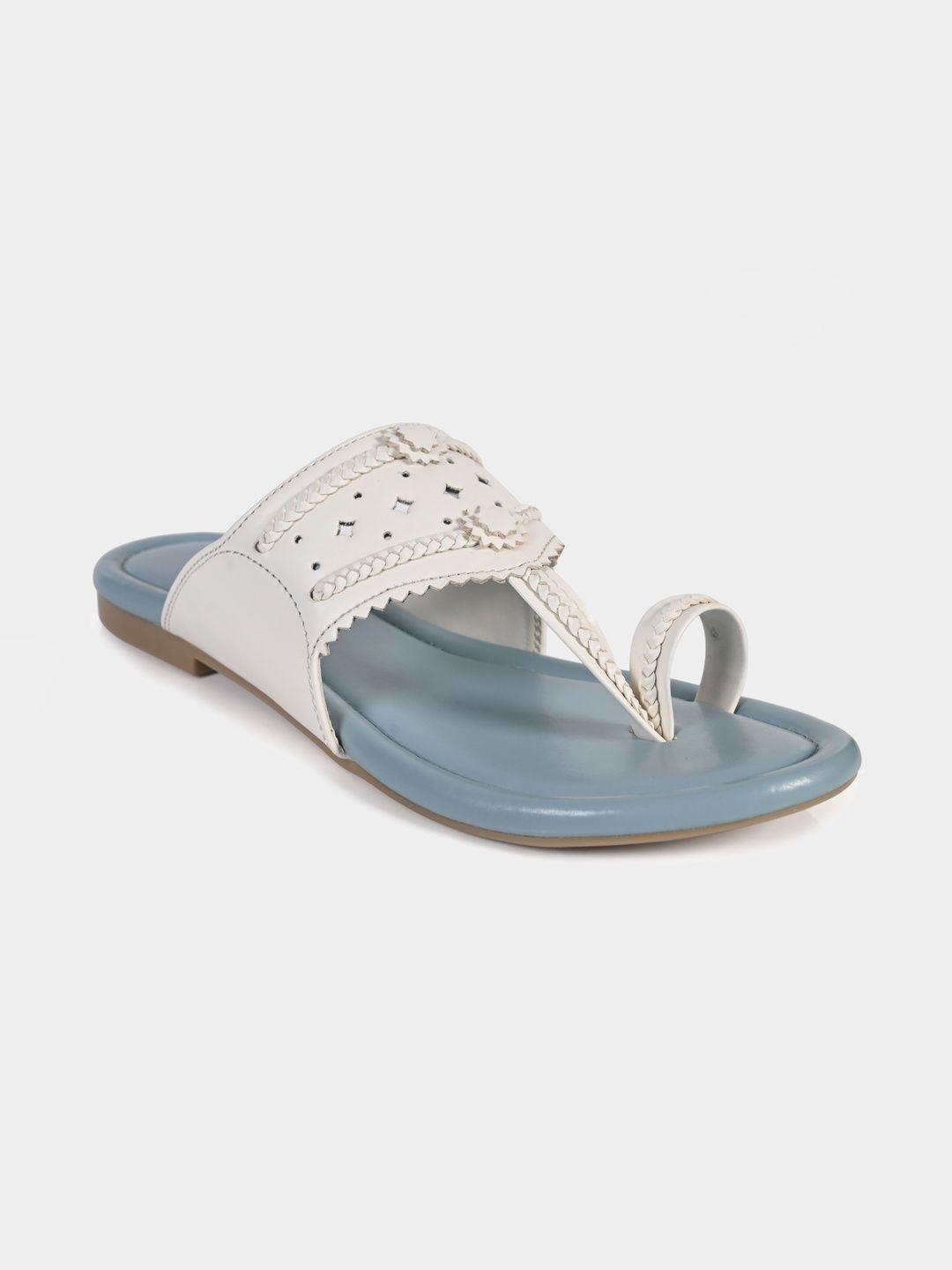 MOHUK Women Textured One Toe Flats with Laser Cuts