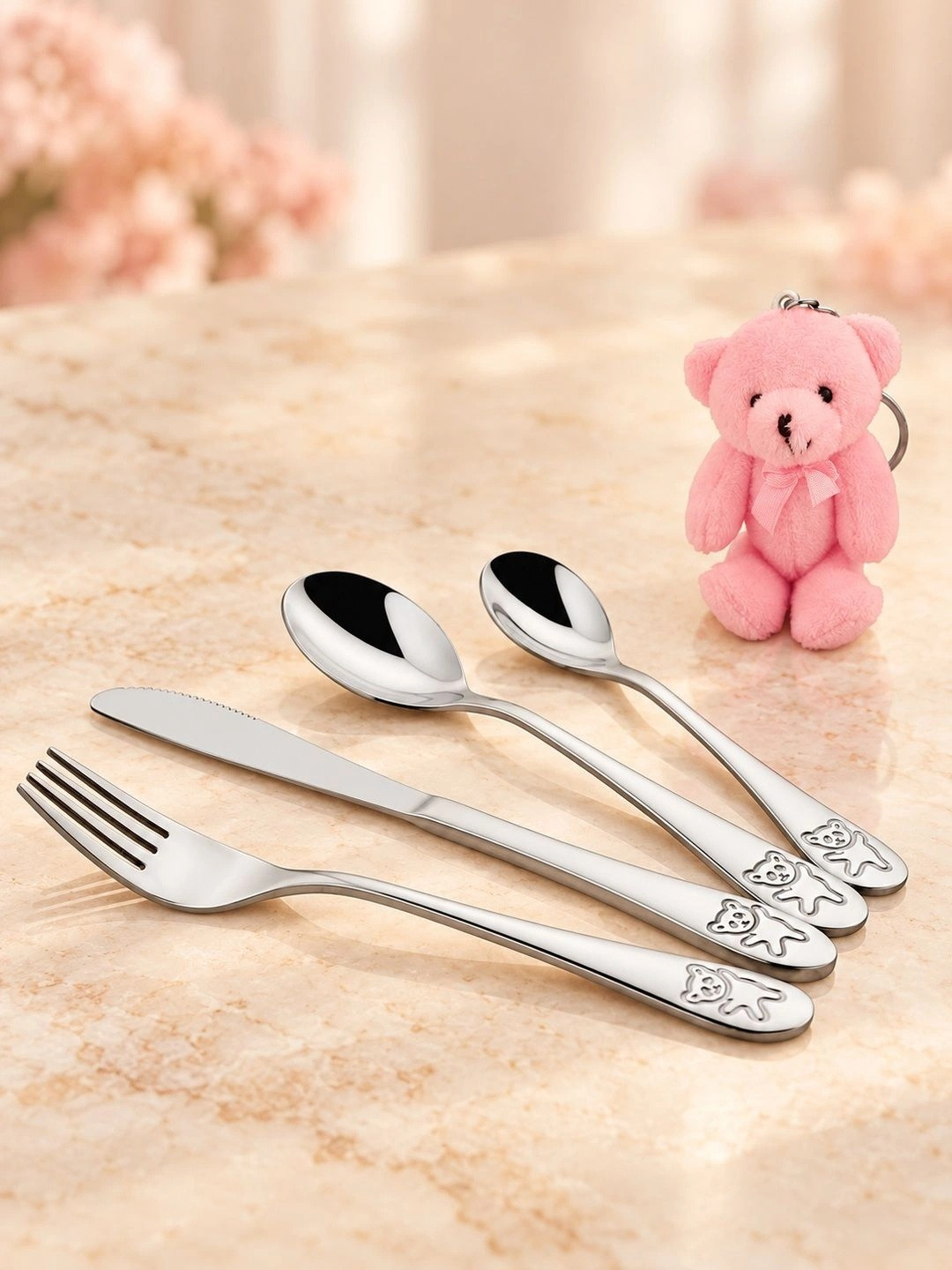 FNS 4-Pcs Stainless Steel Cutlery Set with Teddy bear