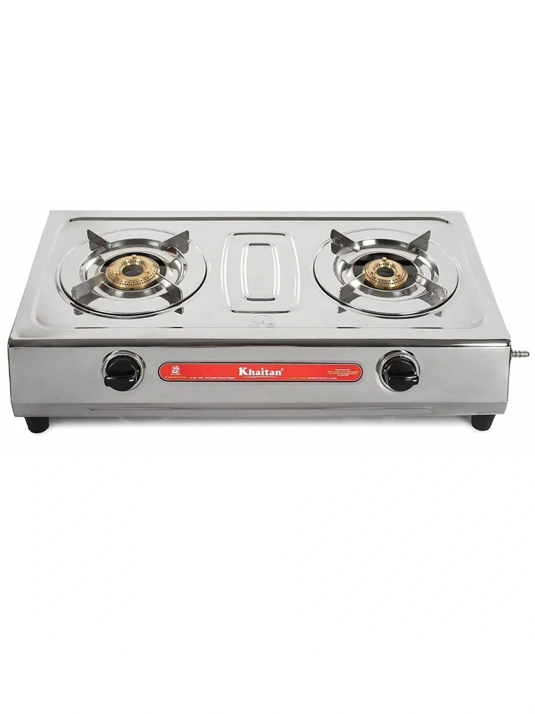 Khaitan White & Red 2 Burners VS2 Stainless Steel Smart Automatic Gas Stove