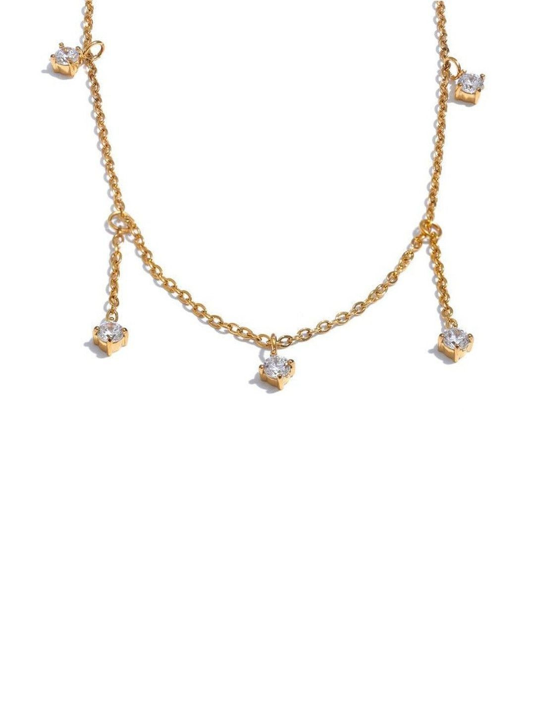 DIVING SWAN Women 18K Thick Gold Plated Nyra Emerald Drop Charm Necklace
