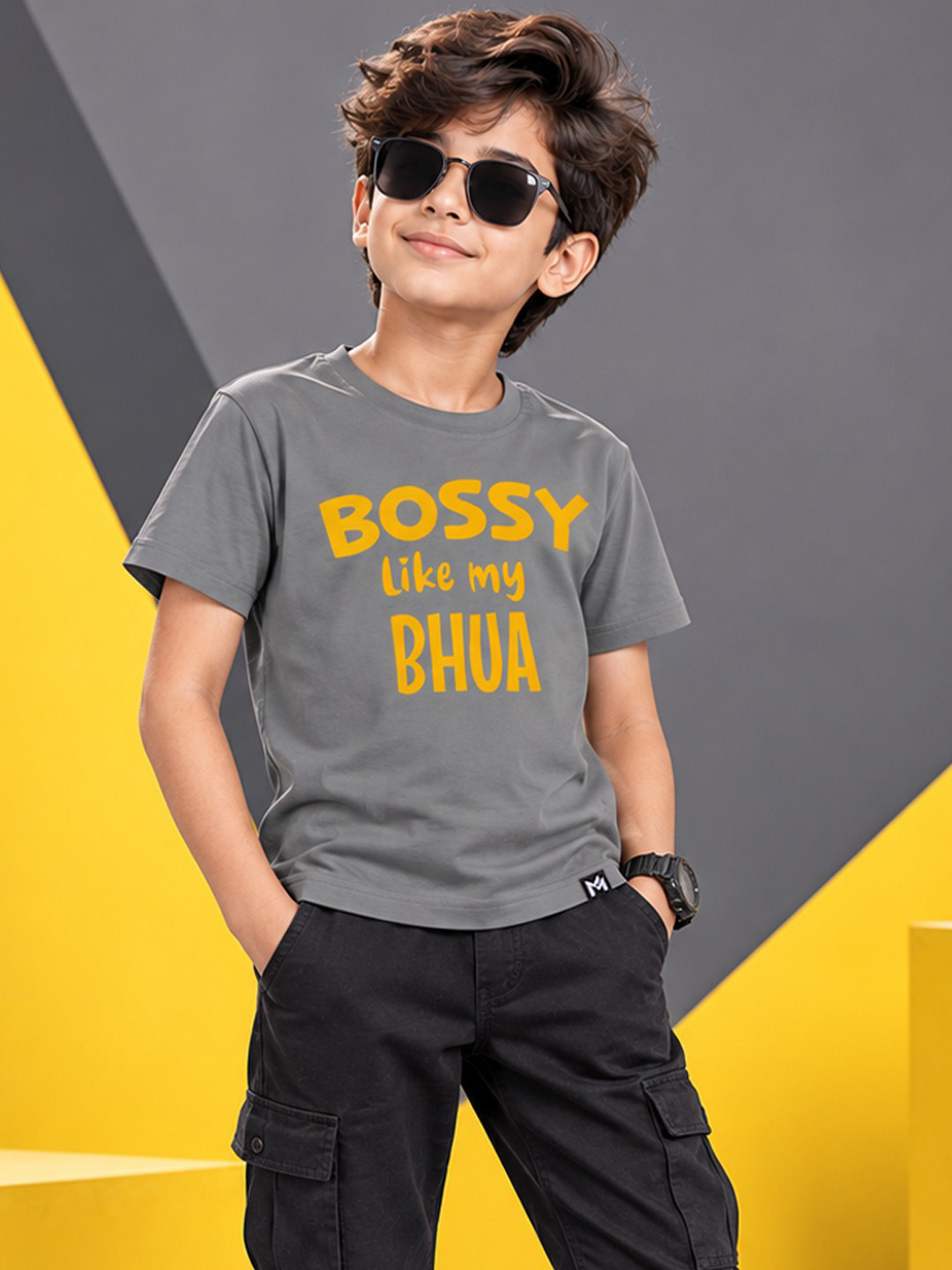 YK X Minute Mirth Boys Typography Printed T-shirt