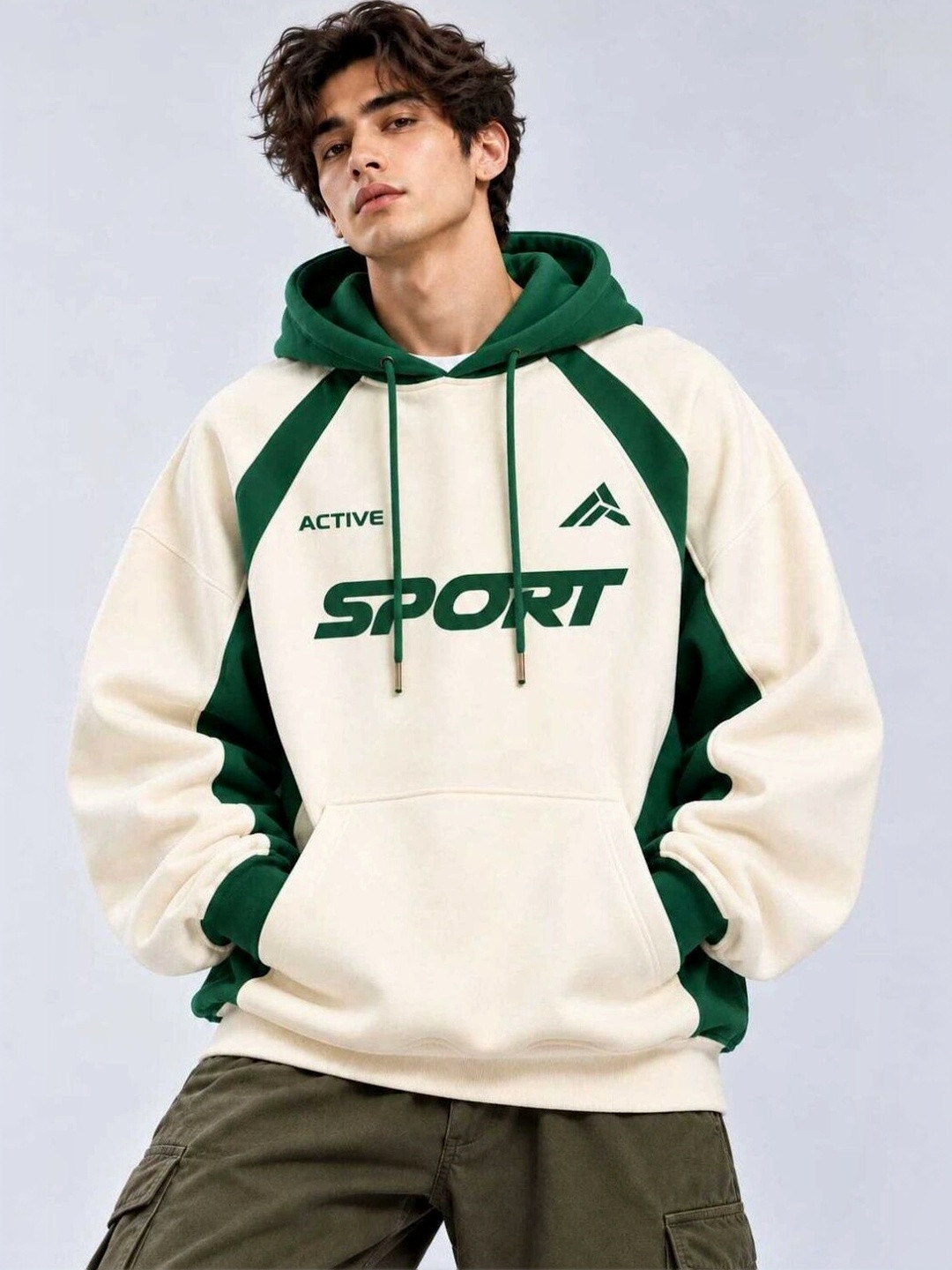 Mast & Harbour Men Colourblocked Hooded Sweatshirt - Image 1