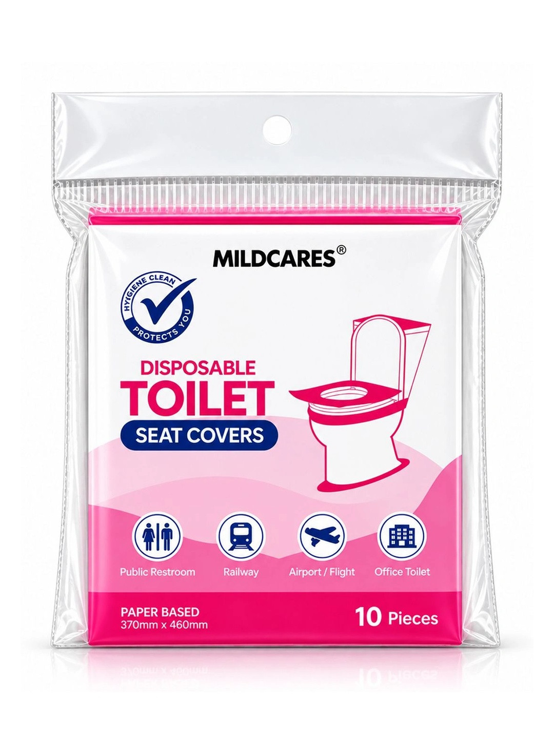 MildCares Disposable Travel-Friendly Toilet Seat Covers - 10 Sheets