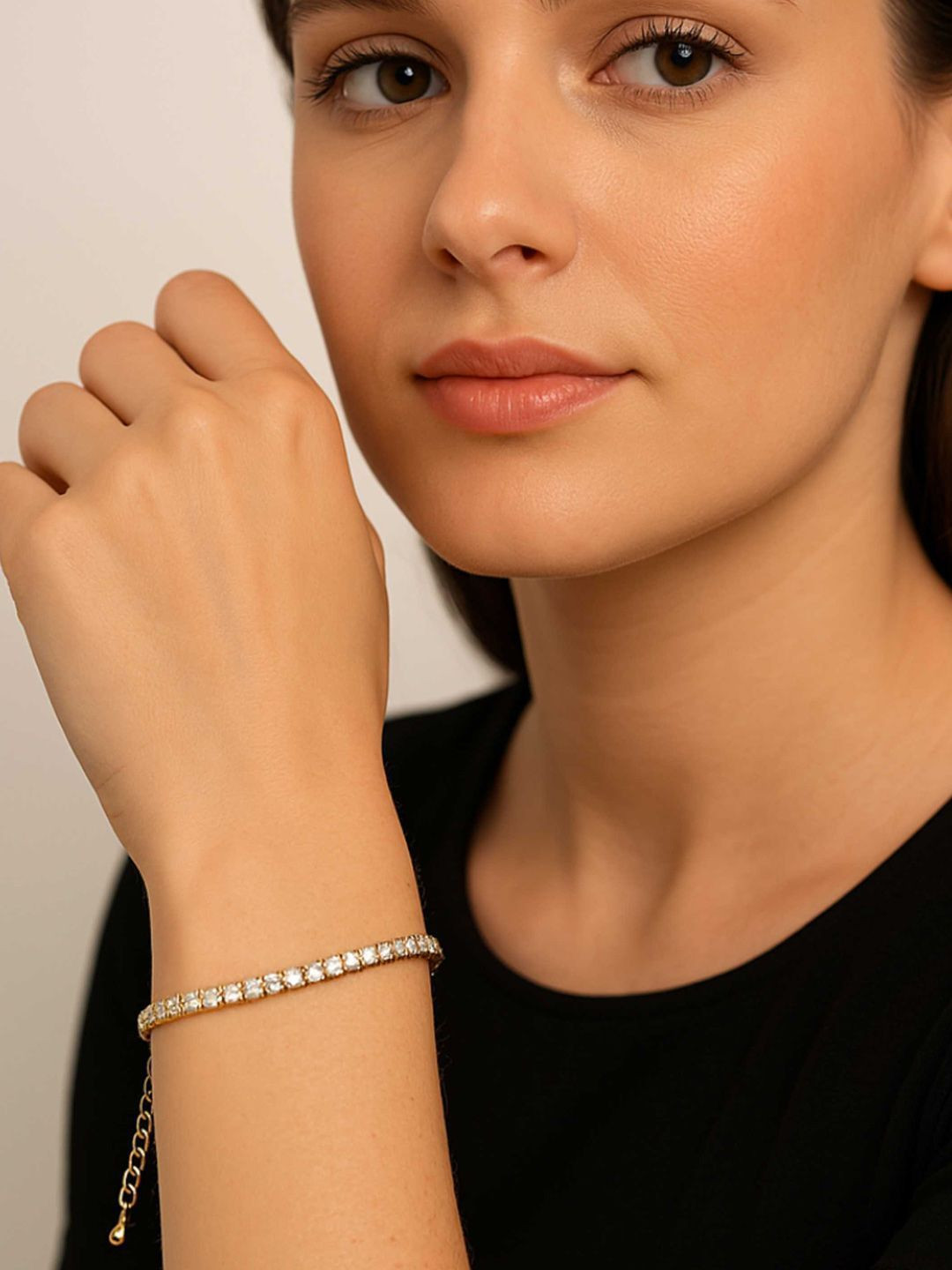 ZAISHA 18k Gold Plated Stainless Steel Zirconia Tennis Bracelet