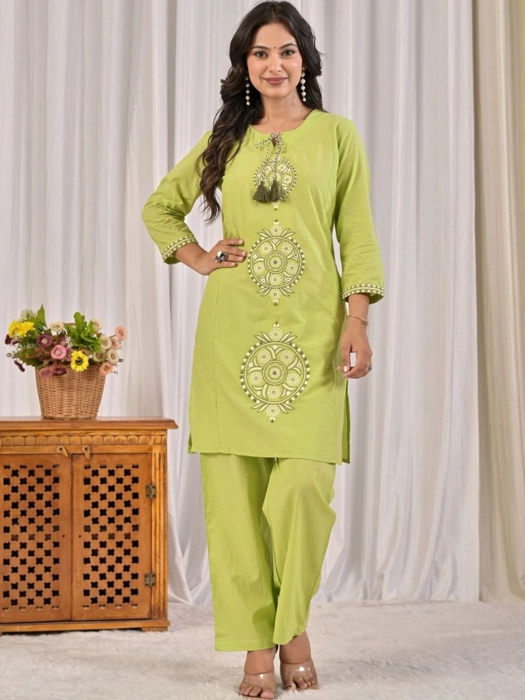 Yashee Cotton Embroidered Tunic with Trousers