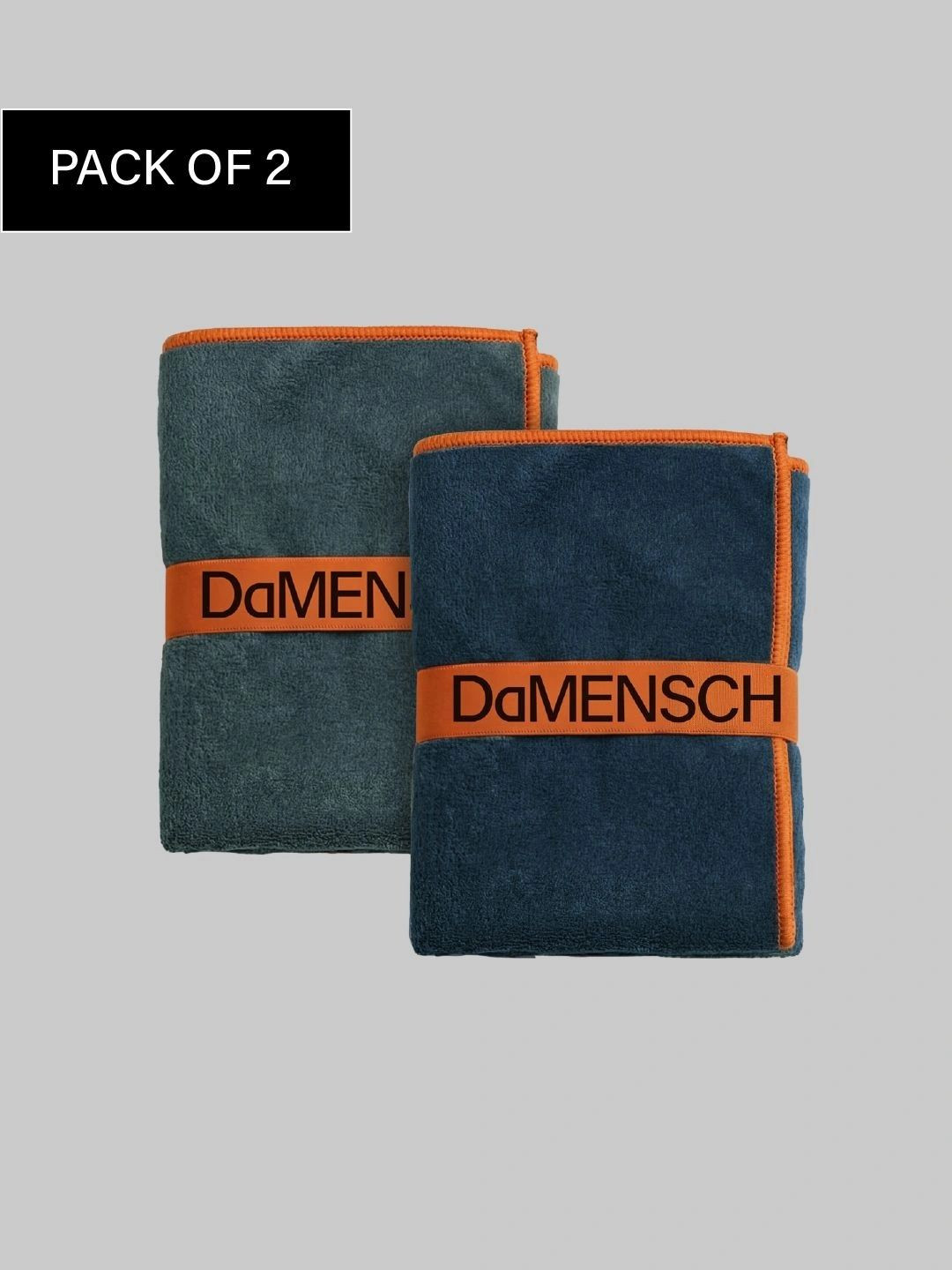 DAMENSCH 2-Pcs Nitro Blue Ultra-Soft Quick-Dry Anti-microbial Gym Bench Towel