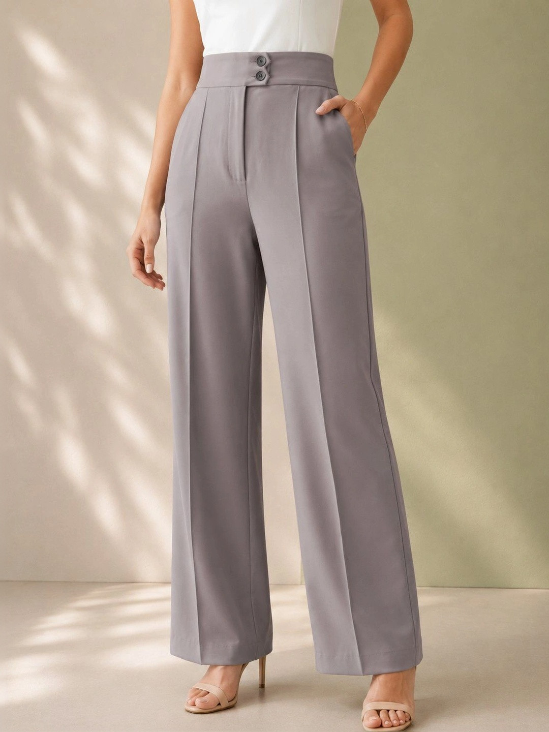 DressBerry Women Comfort High-Rise Easy Wash Culottes Trousers
