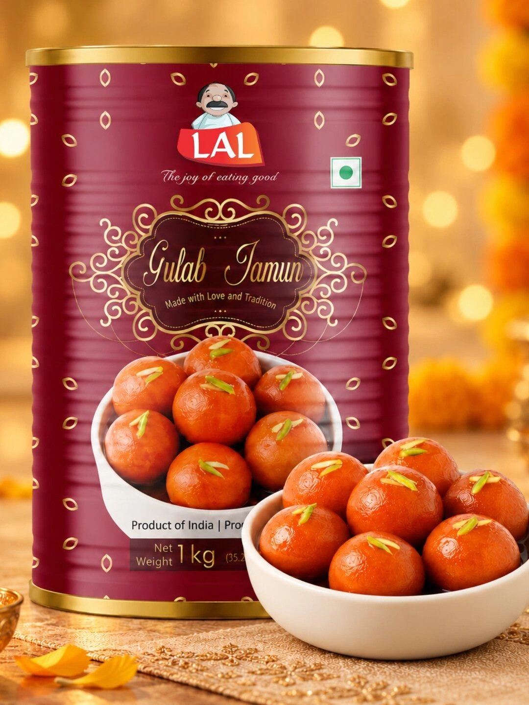 Lal Sweets Gulab Jamun 1Kg - Diwali Gift Box | Traditional Indian Sweet
