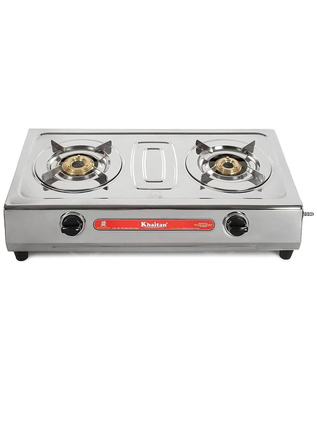 Khaitan White & Red 2 Burners VS2 Smart Manual Gas Stove