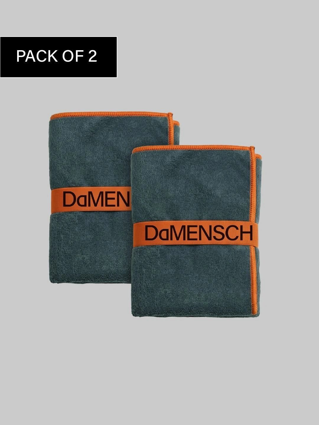 DAMENSCH 2-Pcs Grey Ultra-Soft Quick-Dry Anti-microbial Gym Bench Towel