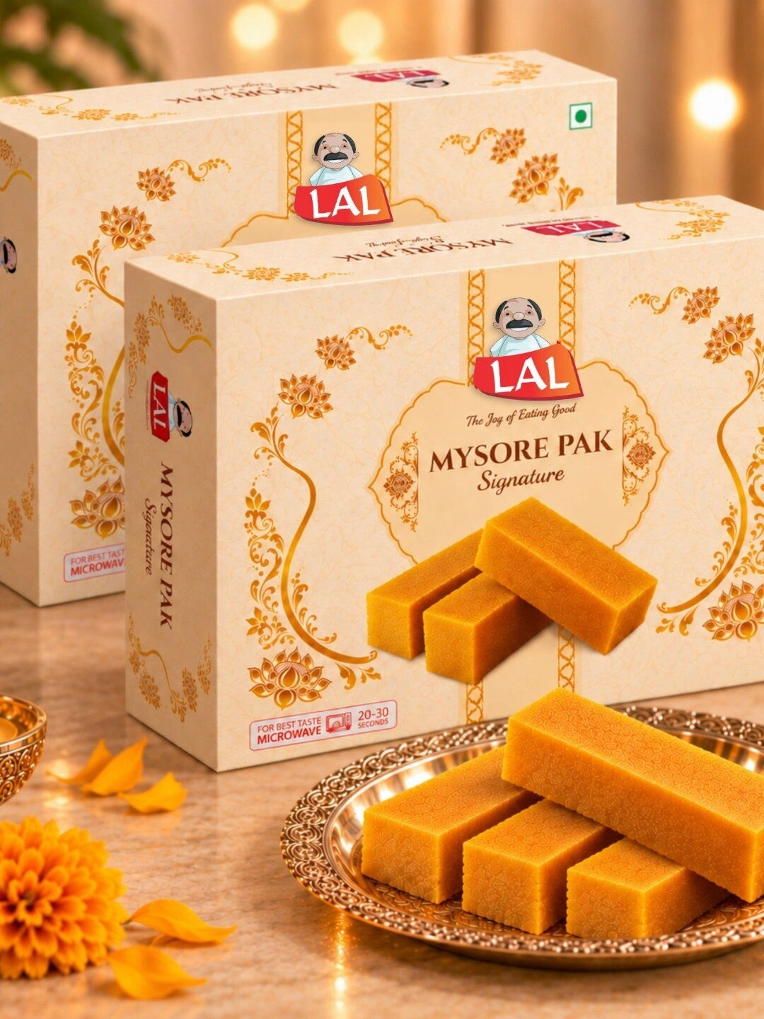 LAL Sweets Mysore Pak 400g (200g x 2) - Diwali Sweets Gift Box | Traditional Indian Sweet