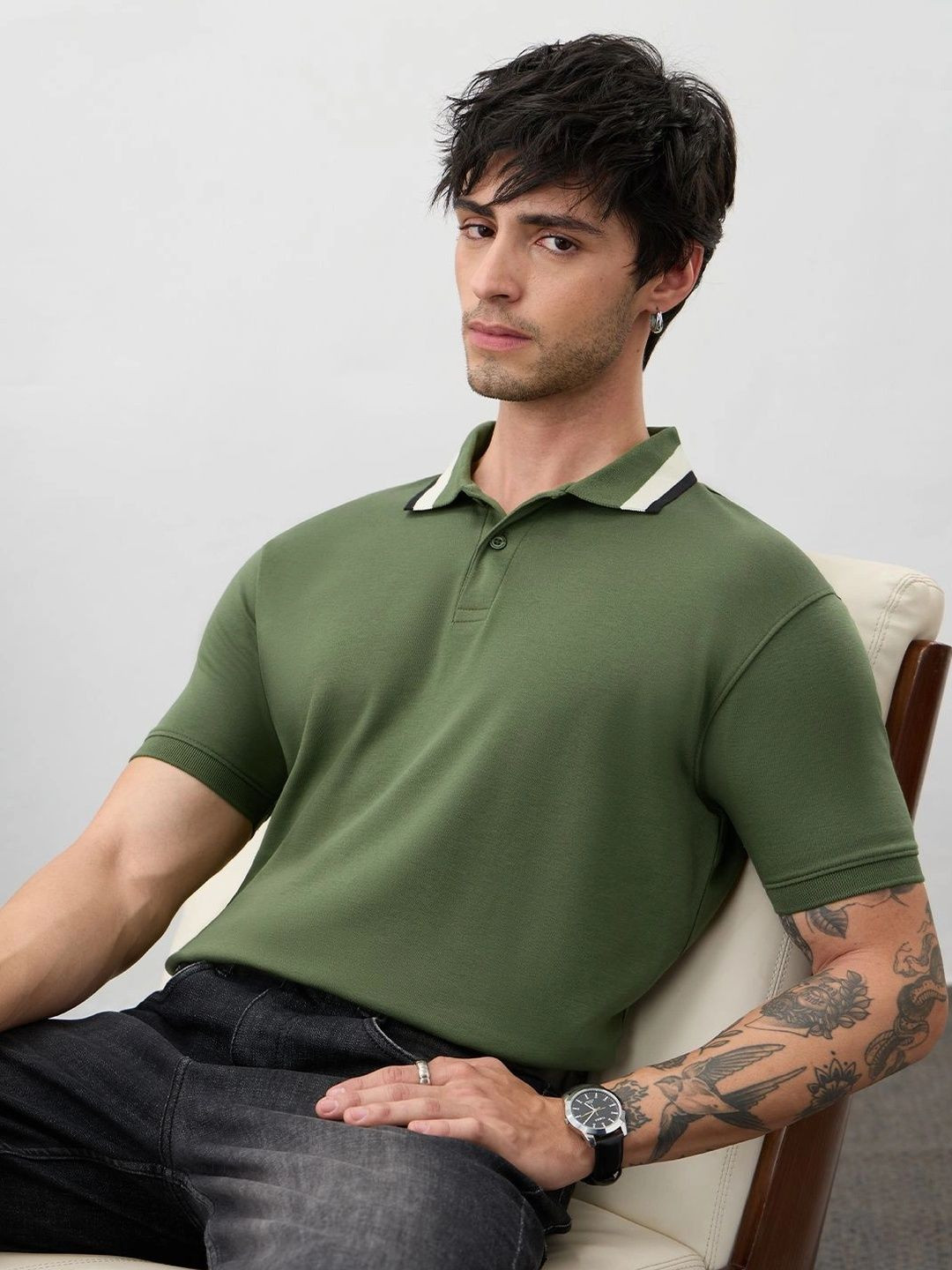The Souled Store Men Polo Collar T-shirt