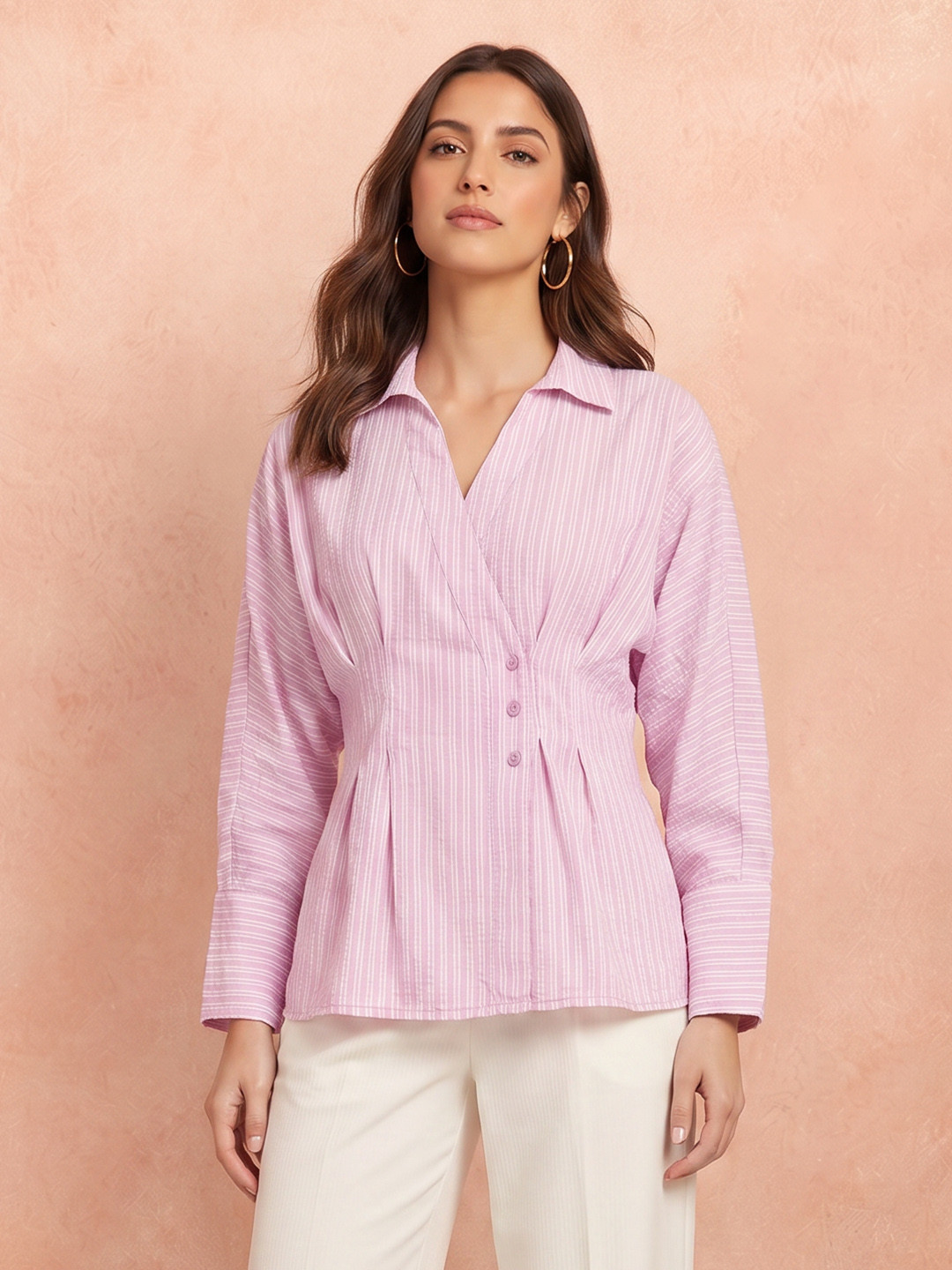 all about you Striped Pure Cotton Wrap Top