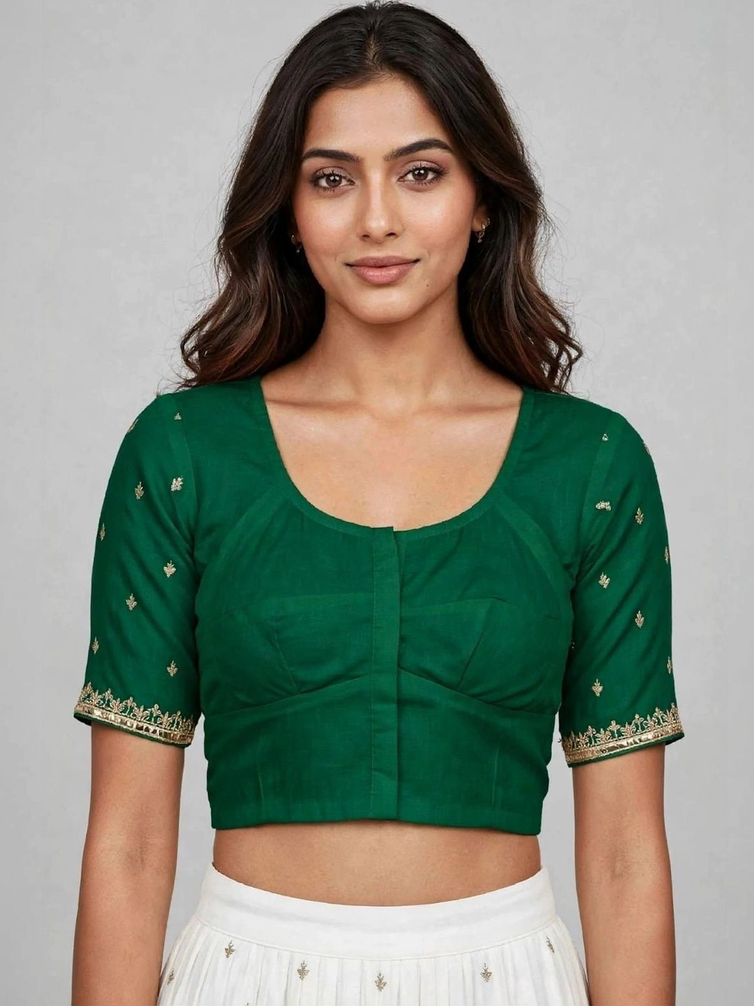 Binatex Cotton Embroidered Zari Saree Blouse