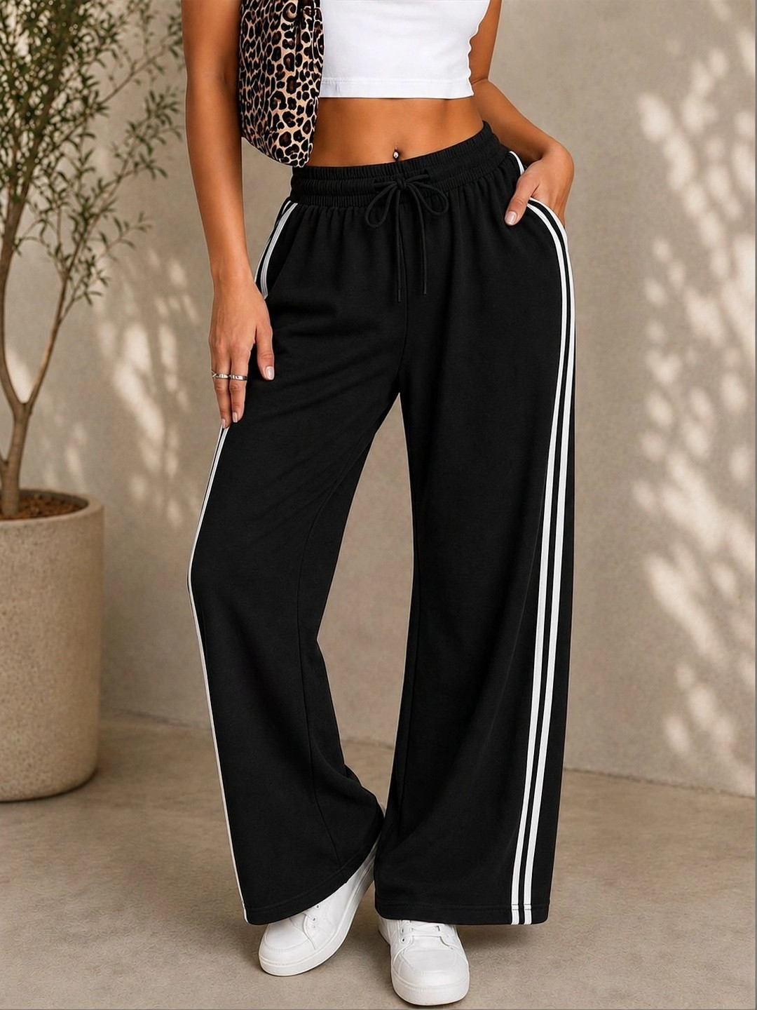 PROGENY Women Striped High-Rise Track Pants