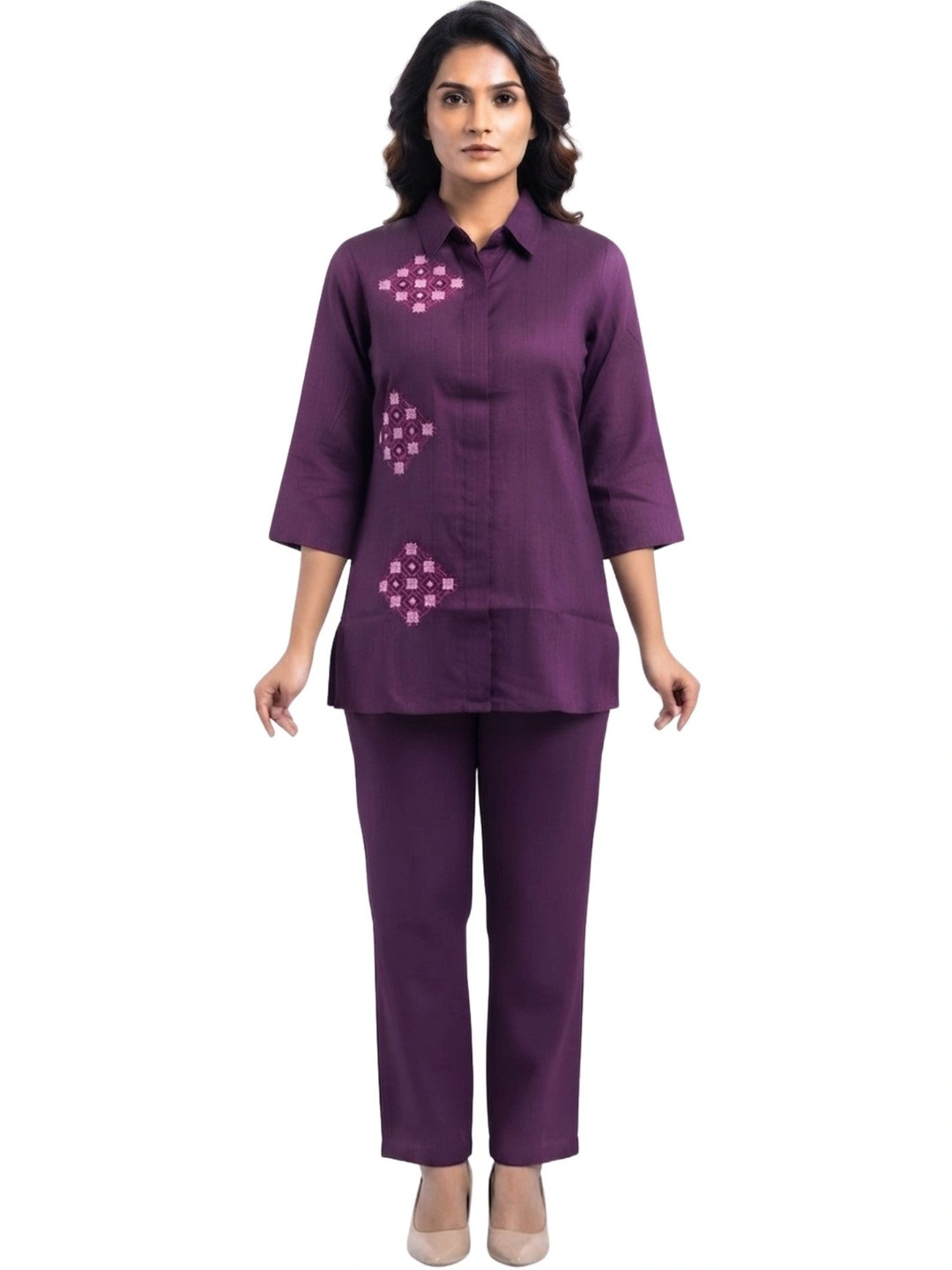 LAFURE Embroidered Shirt with Trousers