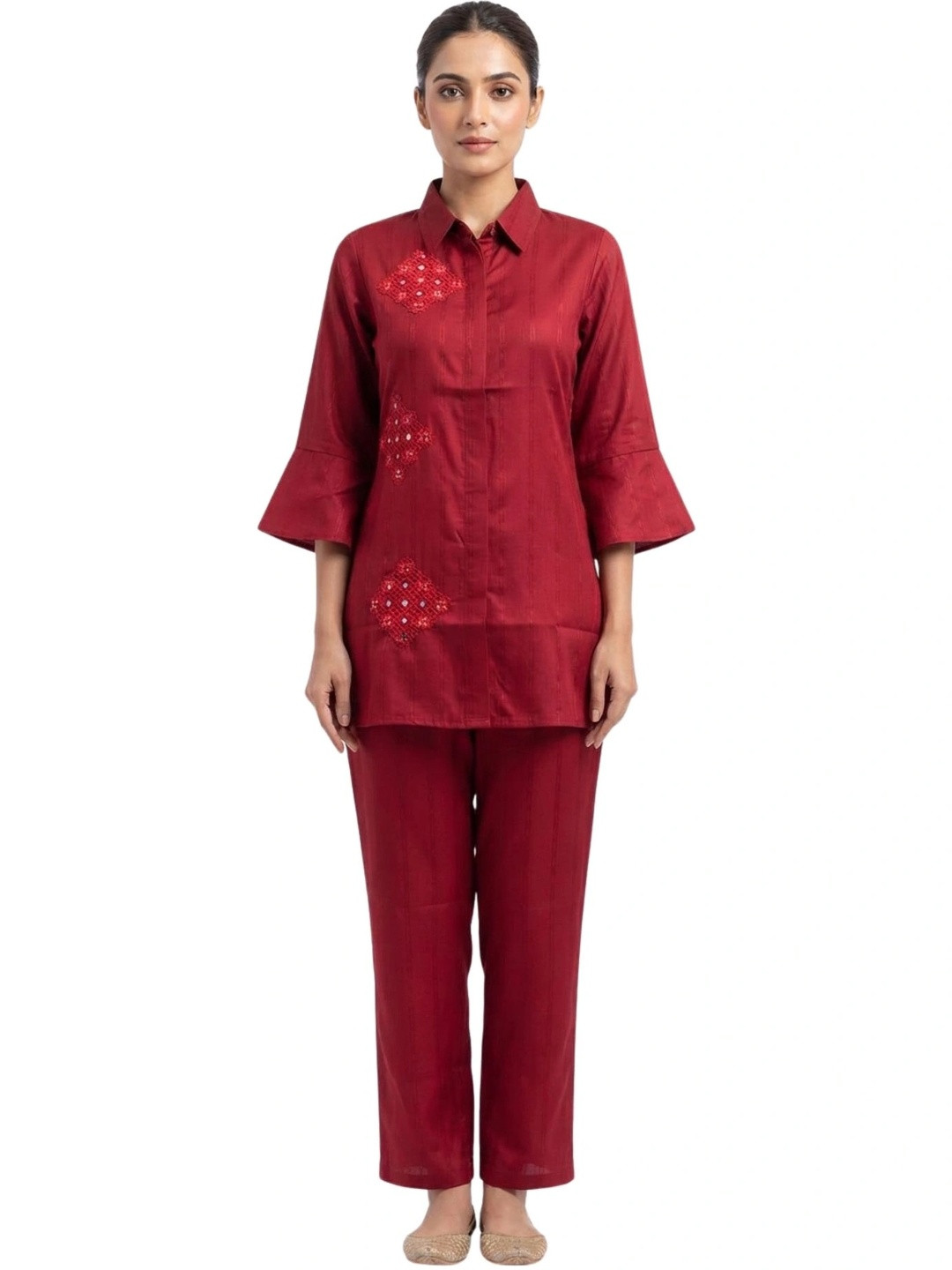 LAFURE Embroidered Shirt with Trousers