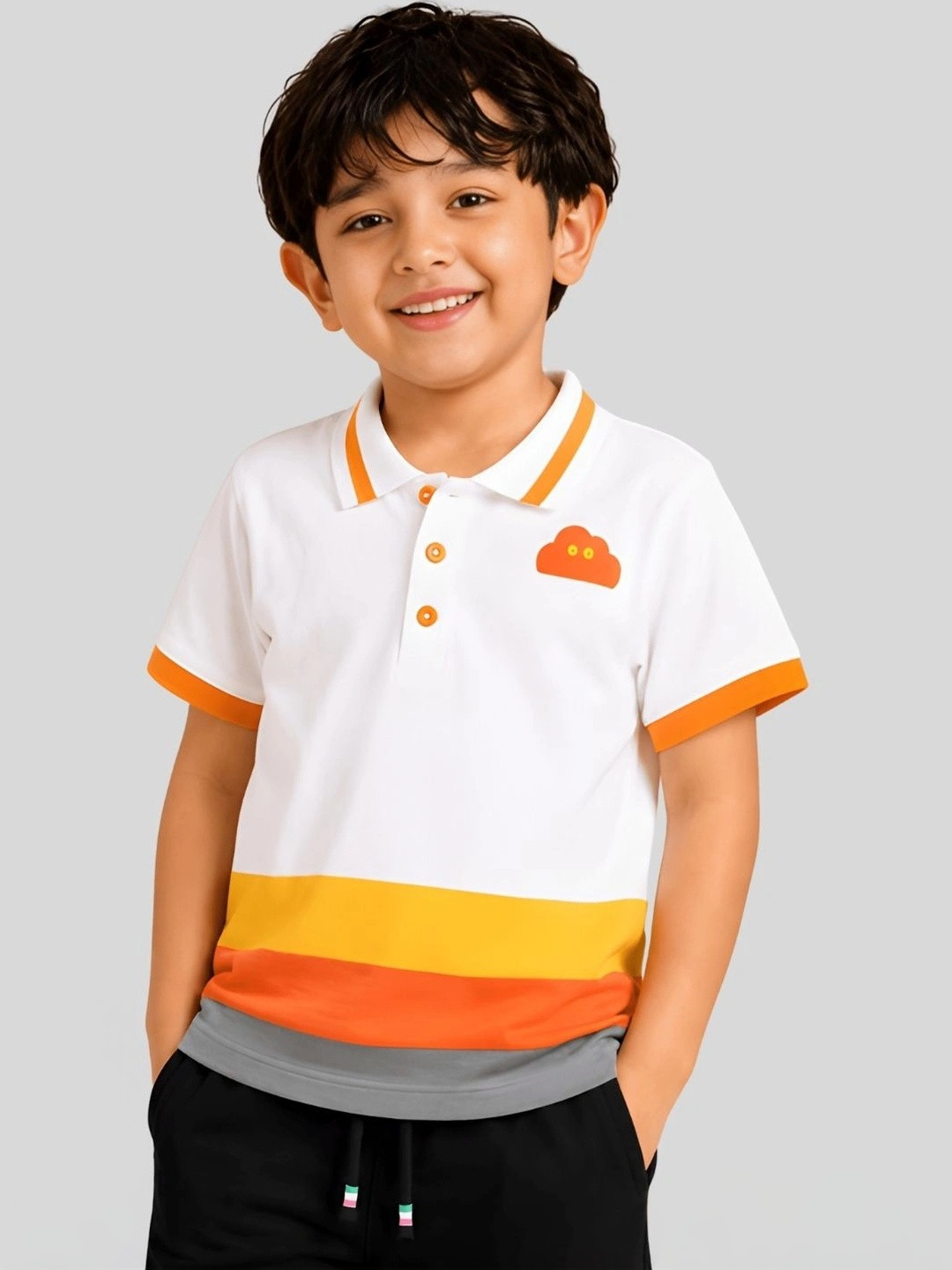 PILOLO Boys Striped Polo CollarT-shirt