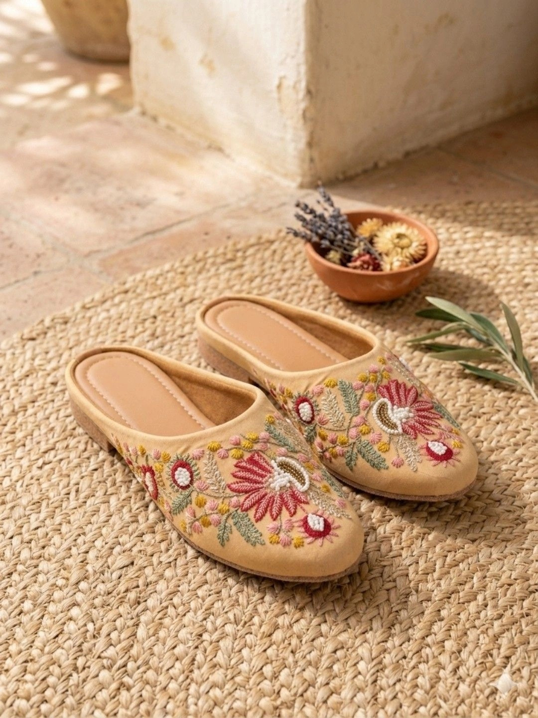 Anouk Women Embellished Ethnic Mules with Embroidered Flats