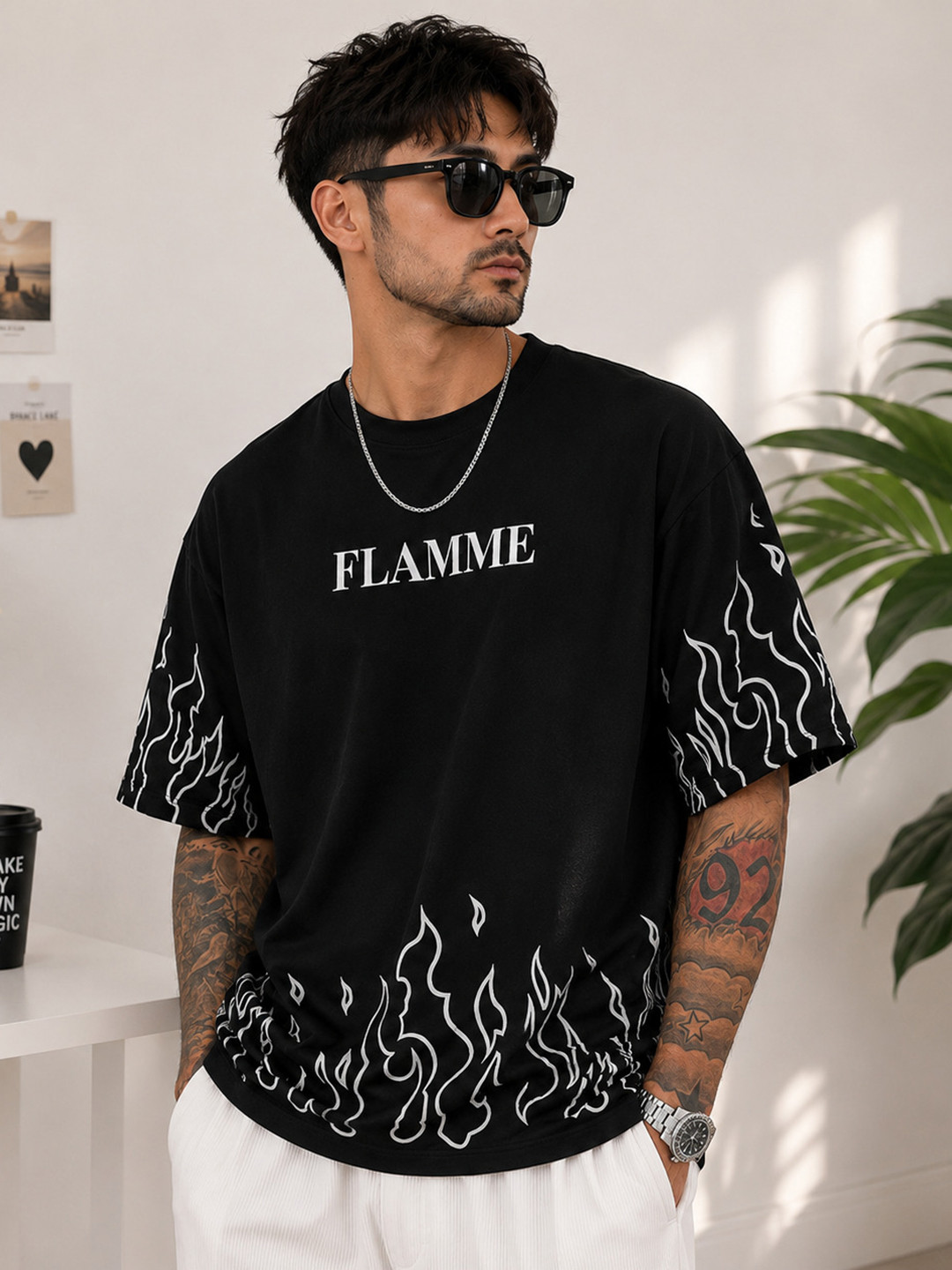 BOOM BAAM Men Typography Printed Cotton T-shirt