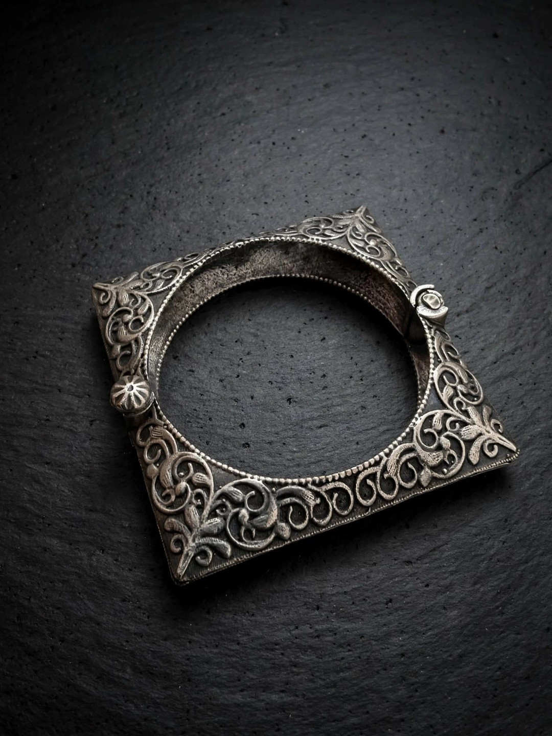 MOHATI Silver Plated Square Kada Bangle