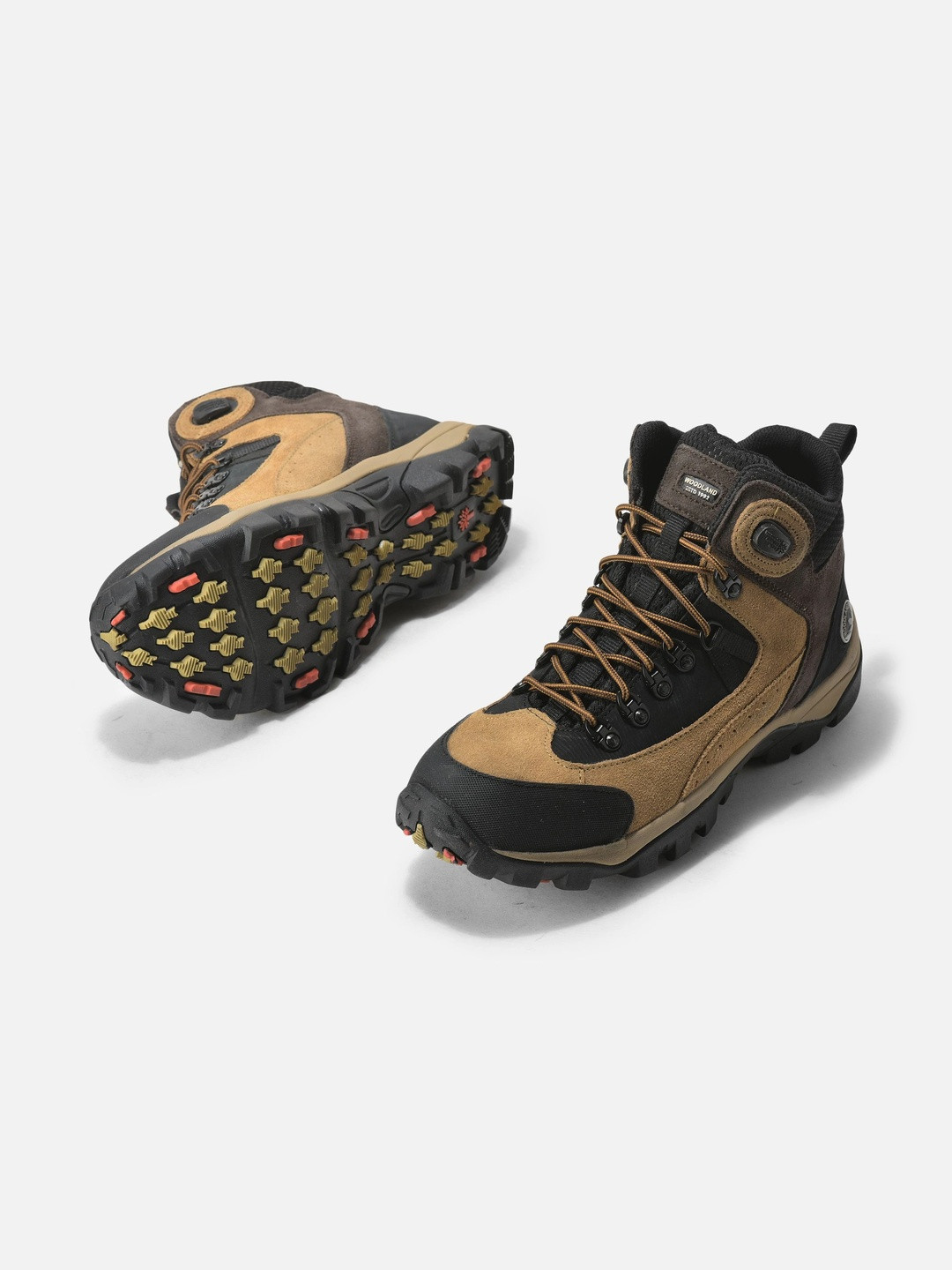 Woodland Men Colourblocked Round Toe Lace-Ups Hiking Boots
