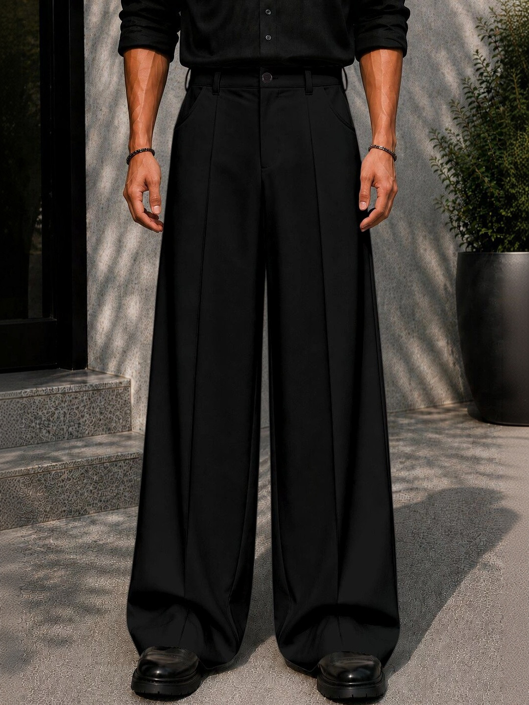 OKLAR Men High-Rise Wrinkle Free Trousers