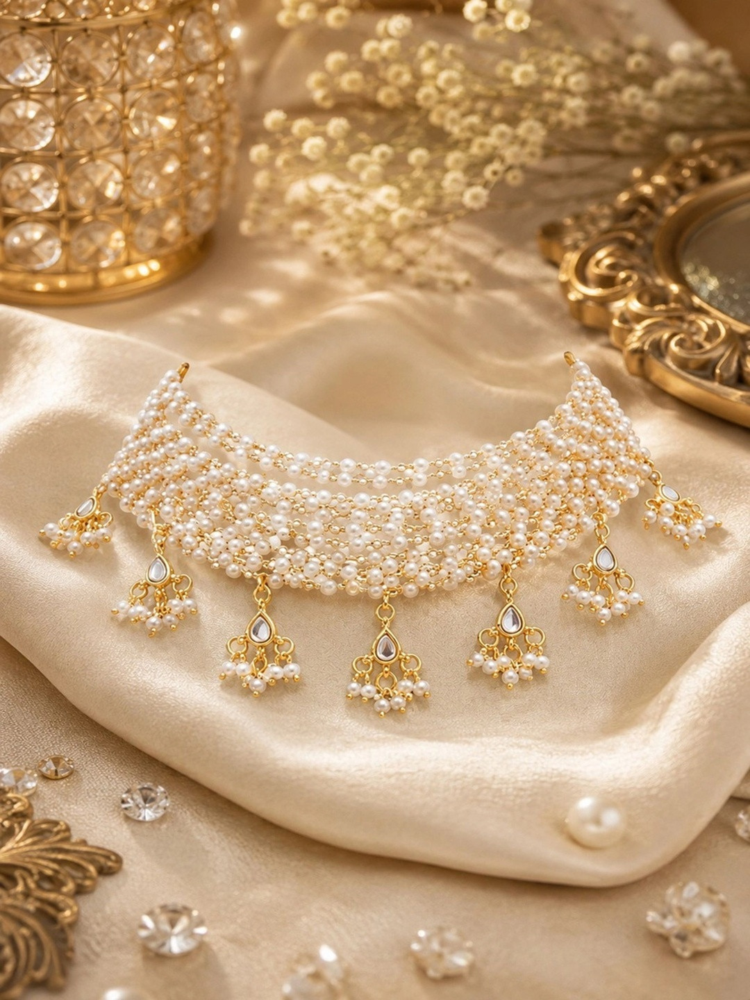 SRJ Brass Gold-Plated Choker Necklace