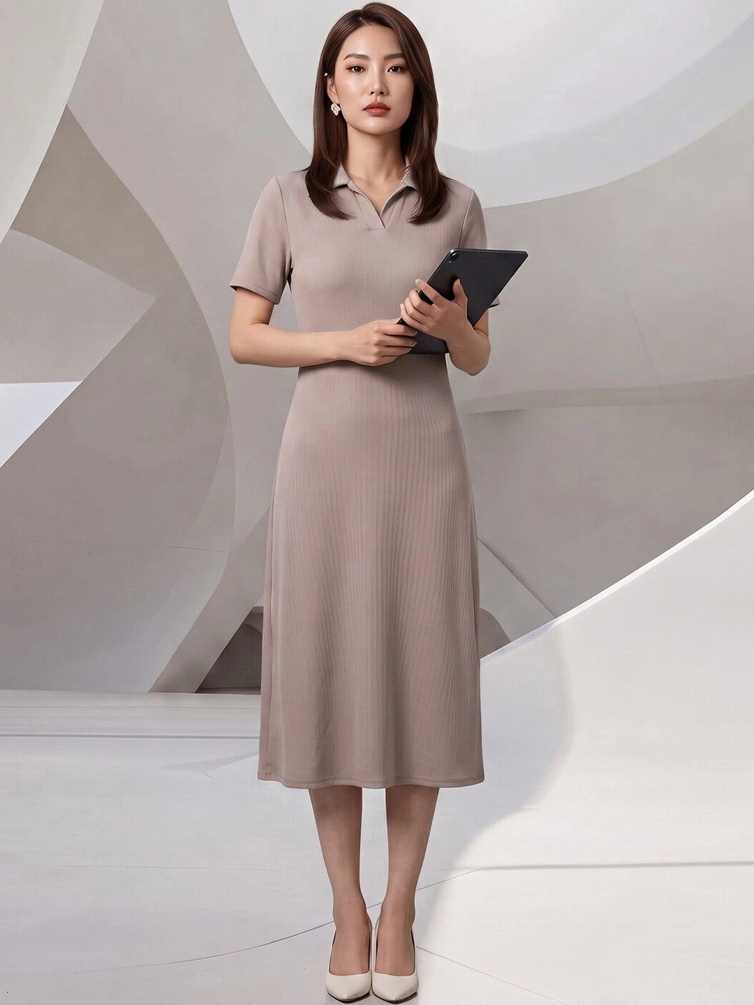Selvia Edge Women A-Line Midi Dress