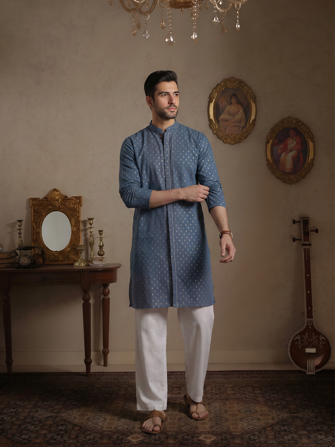 House of Pataudi Ethnic Embroidered Kurta