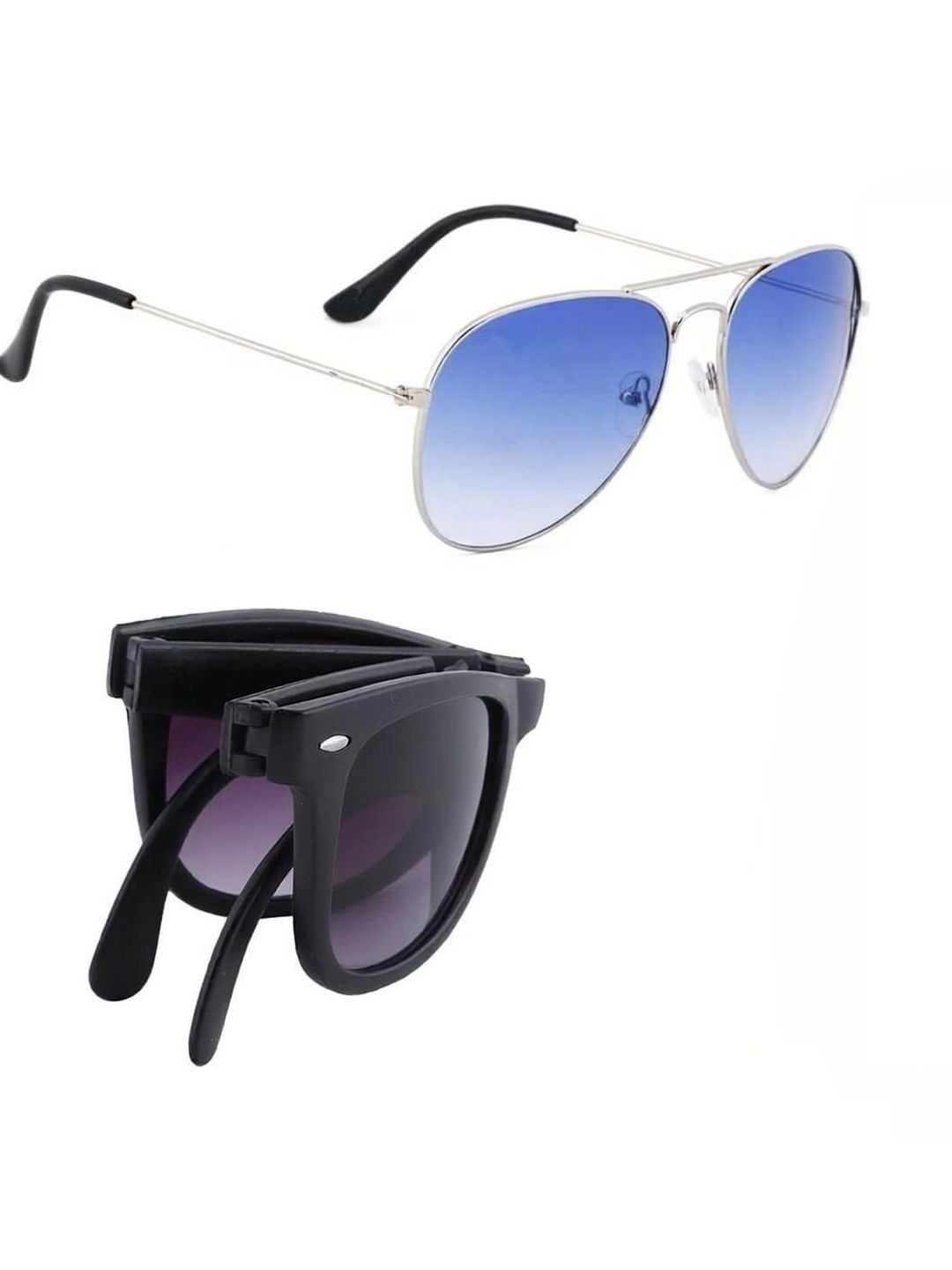 Roadster Men Blue Lens & Silver-Toned Aviator Sunglasses with