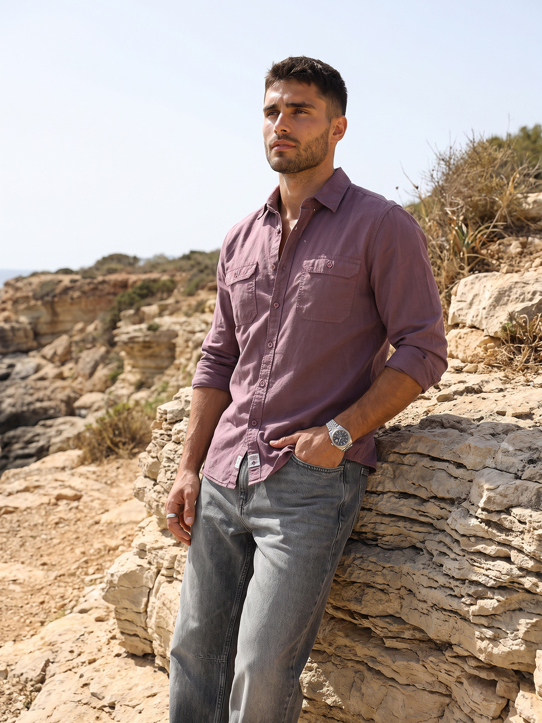 The Roadster Life Co. Textured Pure Cotton Casual Shirt