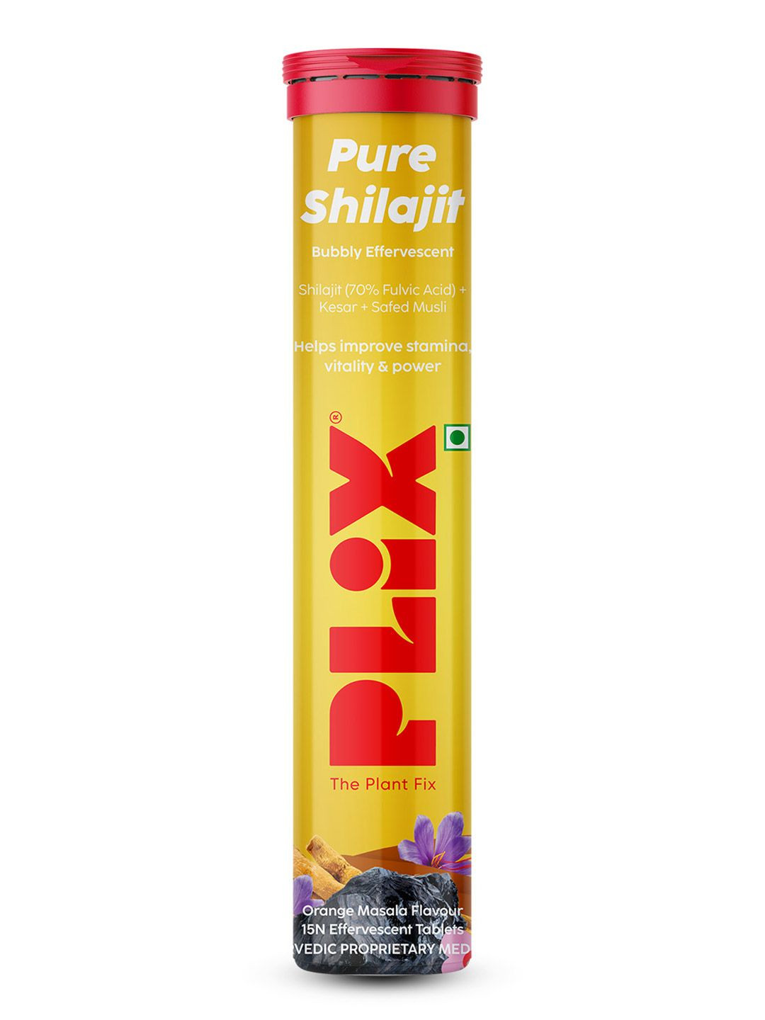 PLIX THE PLANT FIX Pure Shilajit Supplement 15 Tablets - Orange Burst