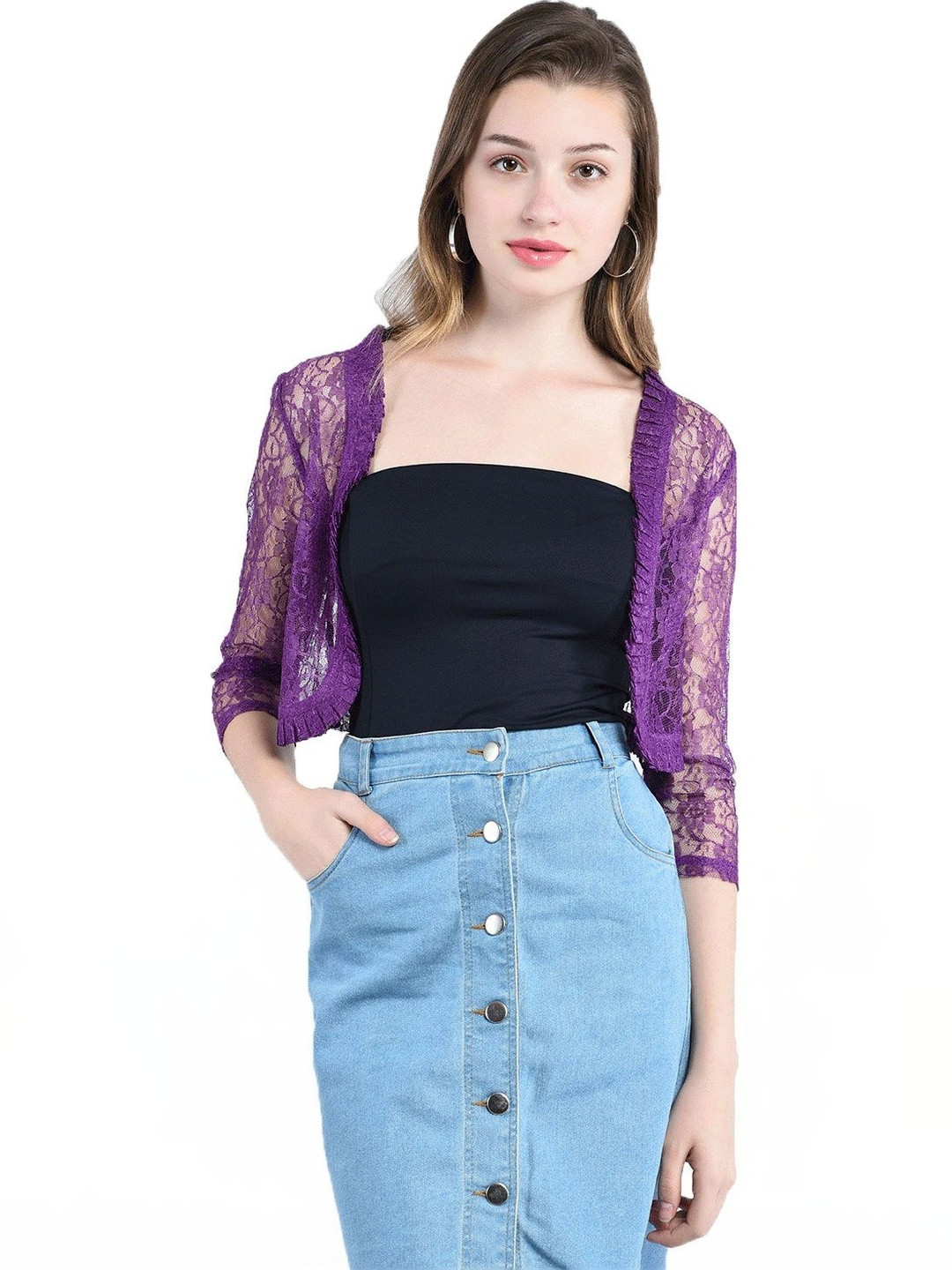 AOL Women Party Crop Sheer Shrug