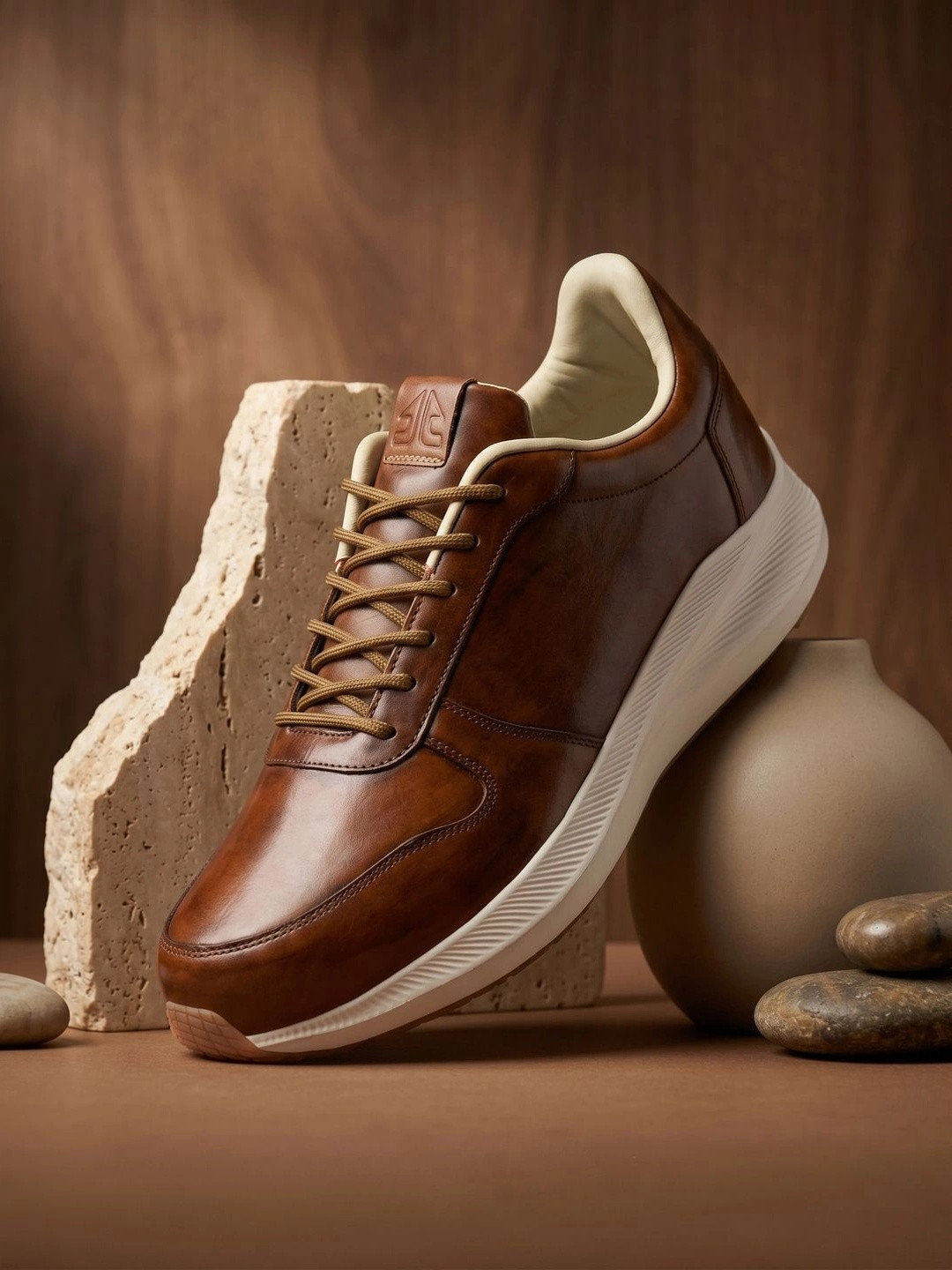 OFF LIMITS Men Tan Leather Sneakers