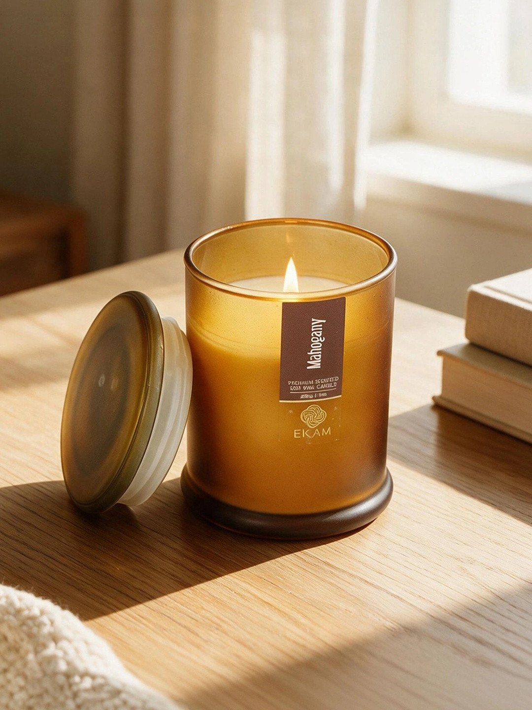 Ekam Mahogany Ring Jar Soy Wax Scented Candle-199 Grams
