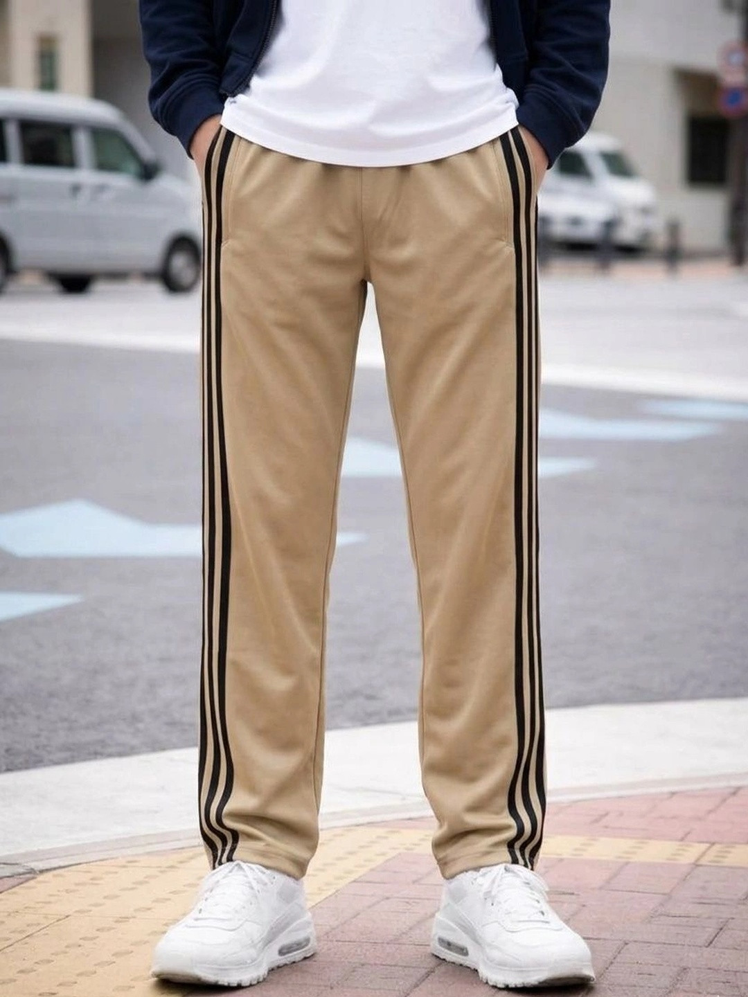 FLYWIND Men Straight Fit Striped Training Track Pants