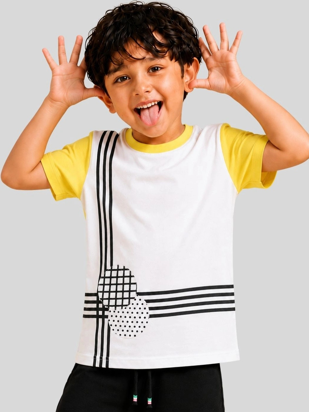 PILOLO Boys Striped T-shirt with Colourblocked Detail