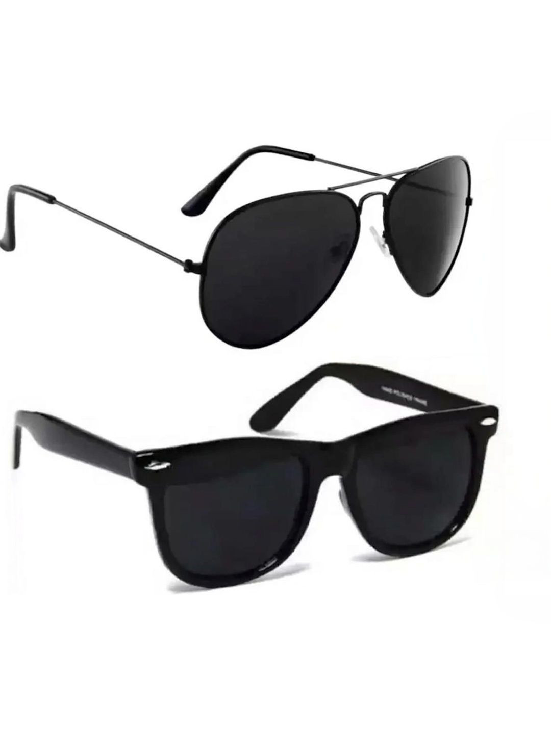 Roadster Men Black Lens & Black Aviator Sunglasses with