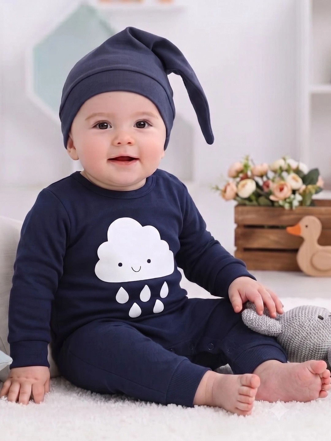 Zuxibela Infants Cotton Round Neck Rompers