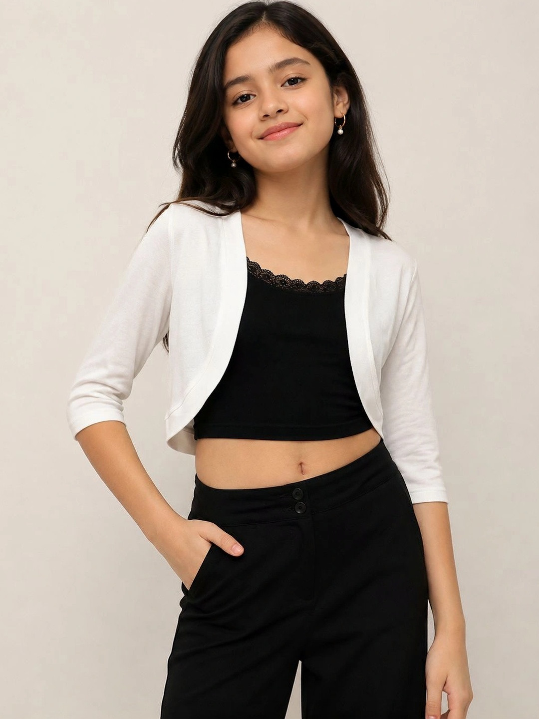 Espresso Girls Crop Shrug