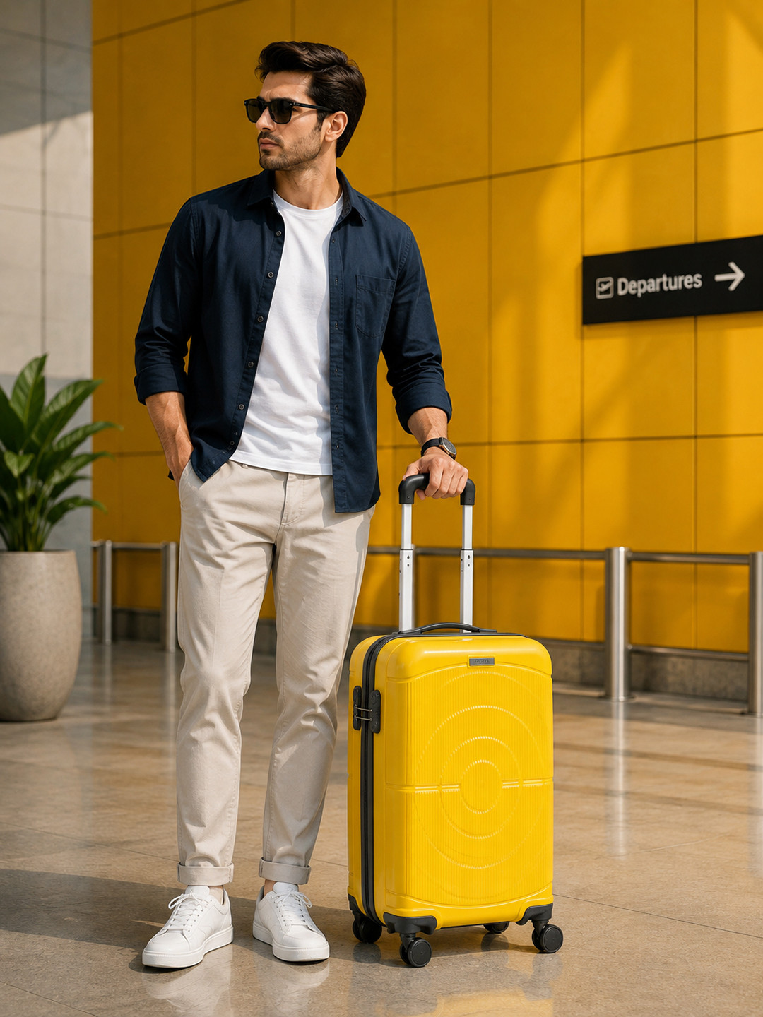 Teakwood Leathers Concentrix Solid 360-Degree Rotation 8 Wheel Cabin Trolley Bag- 38L