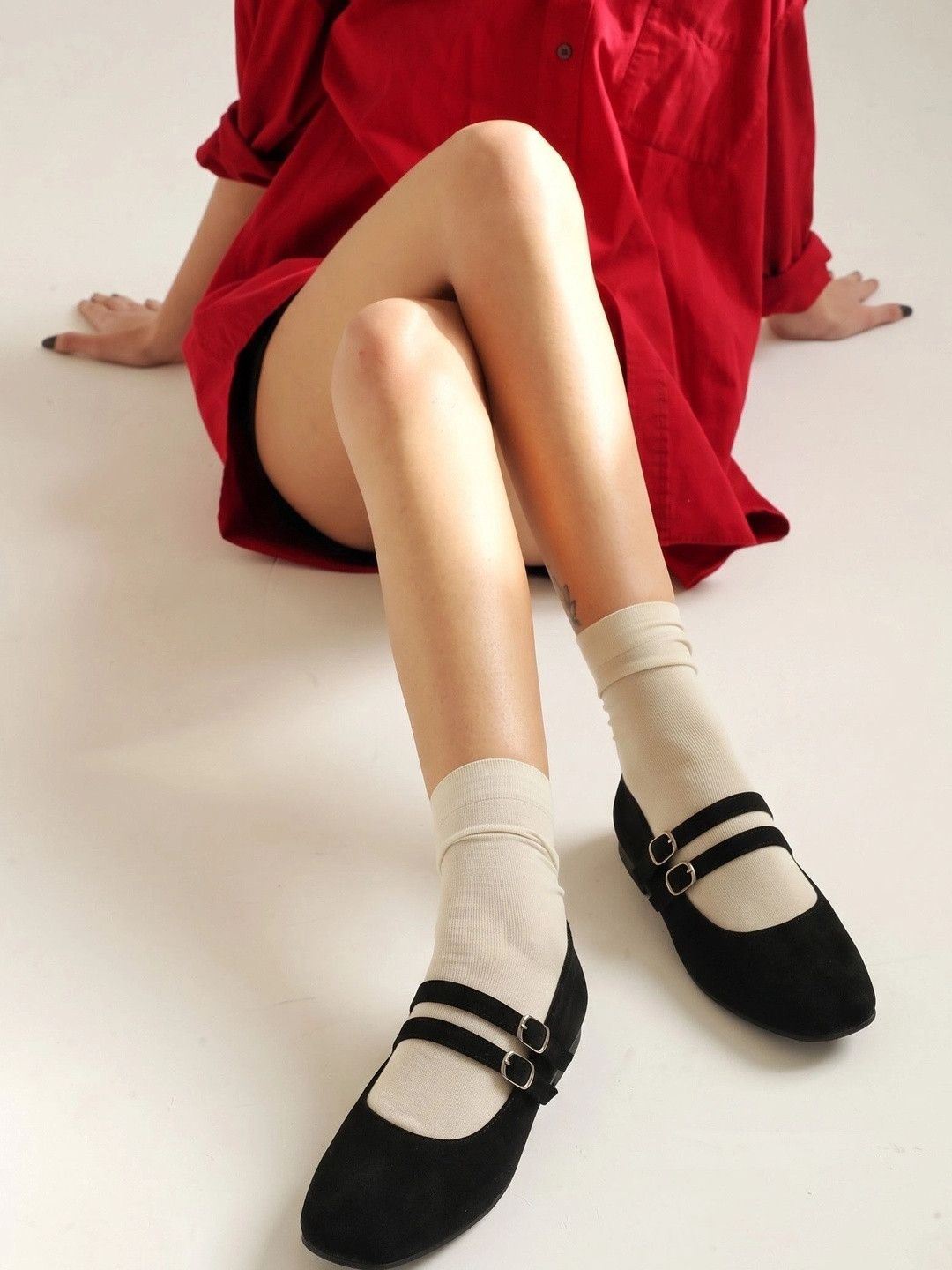 Lavie Round Toe Buckle Ballerinas