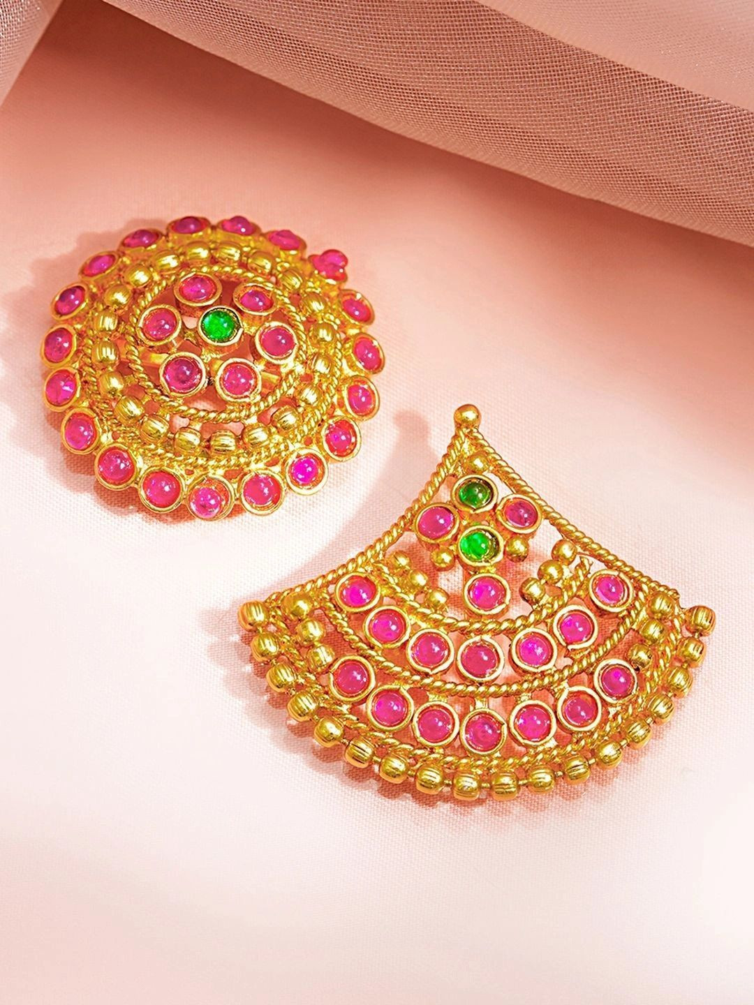 Rubans Set of 2 Gold Plated Kundan Multicolor Hair Pin
